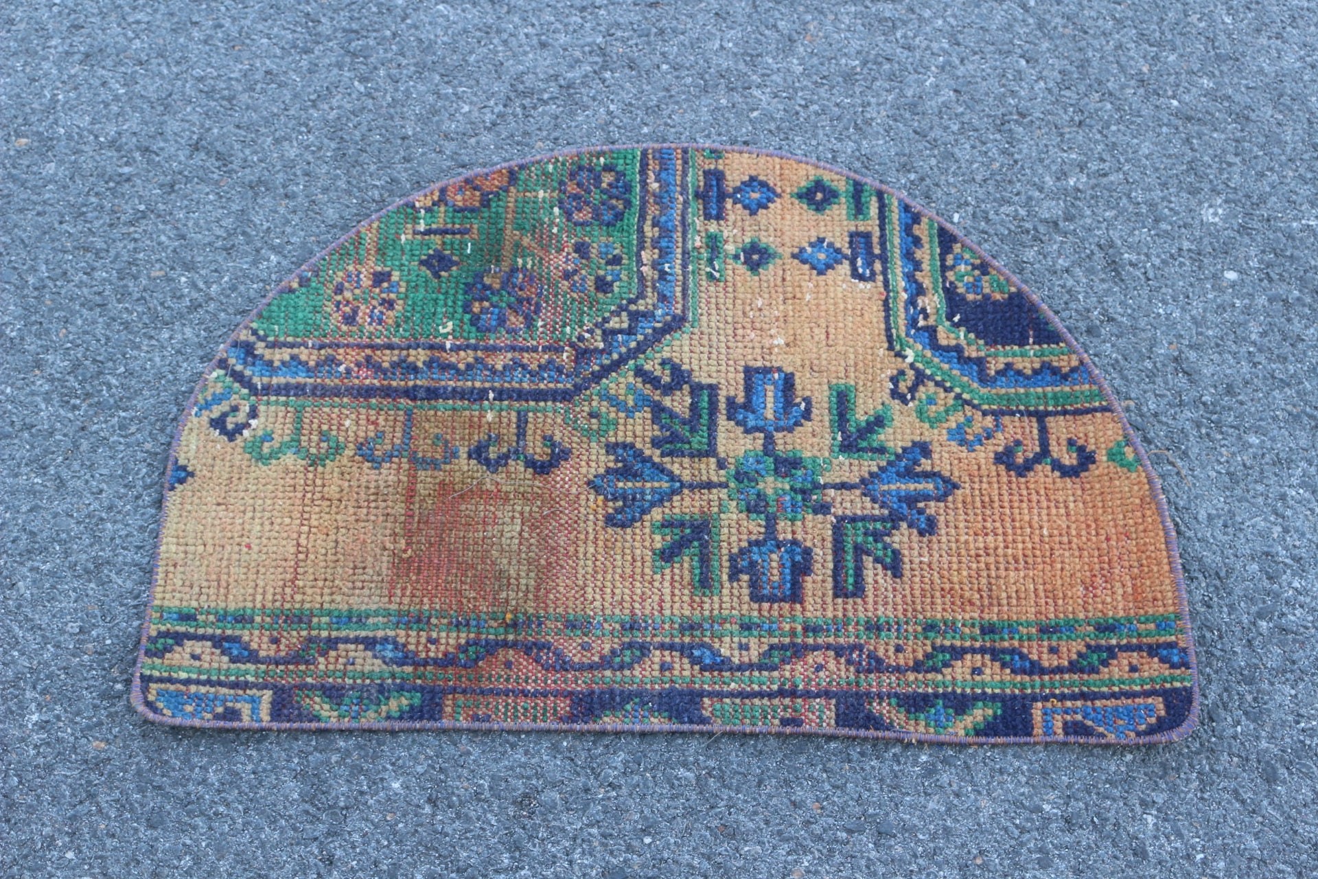Wool Rug, 2.5x1.5 ft Small Rug, Green Oushak Rugs, Rugs for Wall Hanging, Vintage Rugs, Entry Rug, Turkish Rug, Car Mat Rug