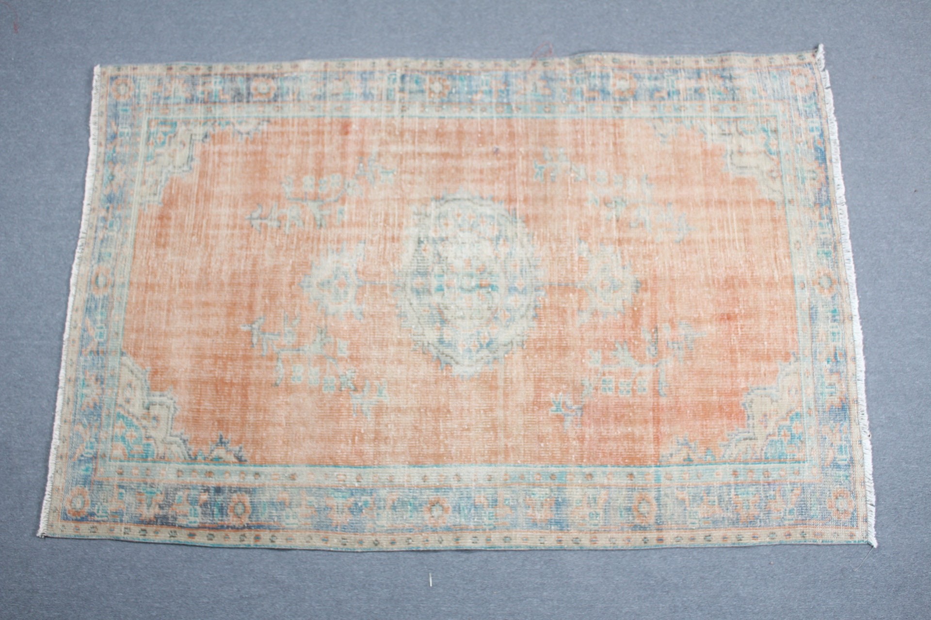 Yatak Odası Halısı, Turuncu Zemin Halısı, Fas Halısı, Oturma Odası Halısı, 5.4x8.5 ft Büyük Halı, Salon Halıları, Türk Halısı, Vintage Halı