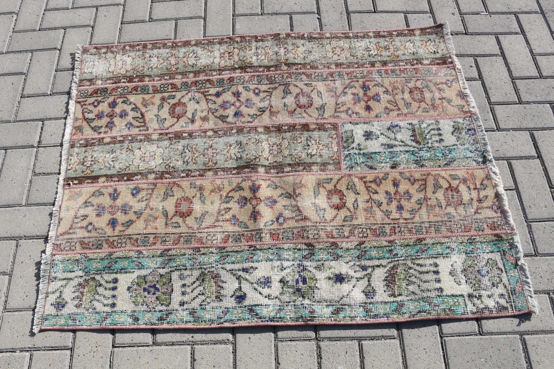 Turkish Rug, Anatolian Rug, Brown Oushak Rugs, Bright Rug, Vintage Rug, Bedroom Rugs, Kitchen Rugs, 3.2x4.1 ft Small Rugs