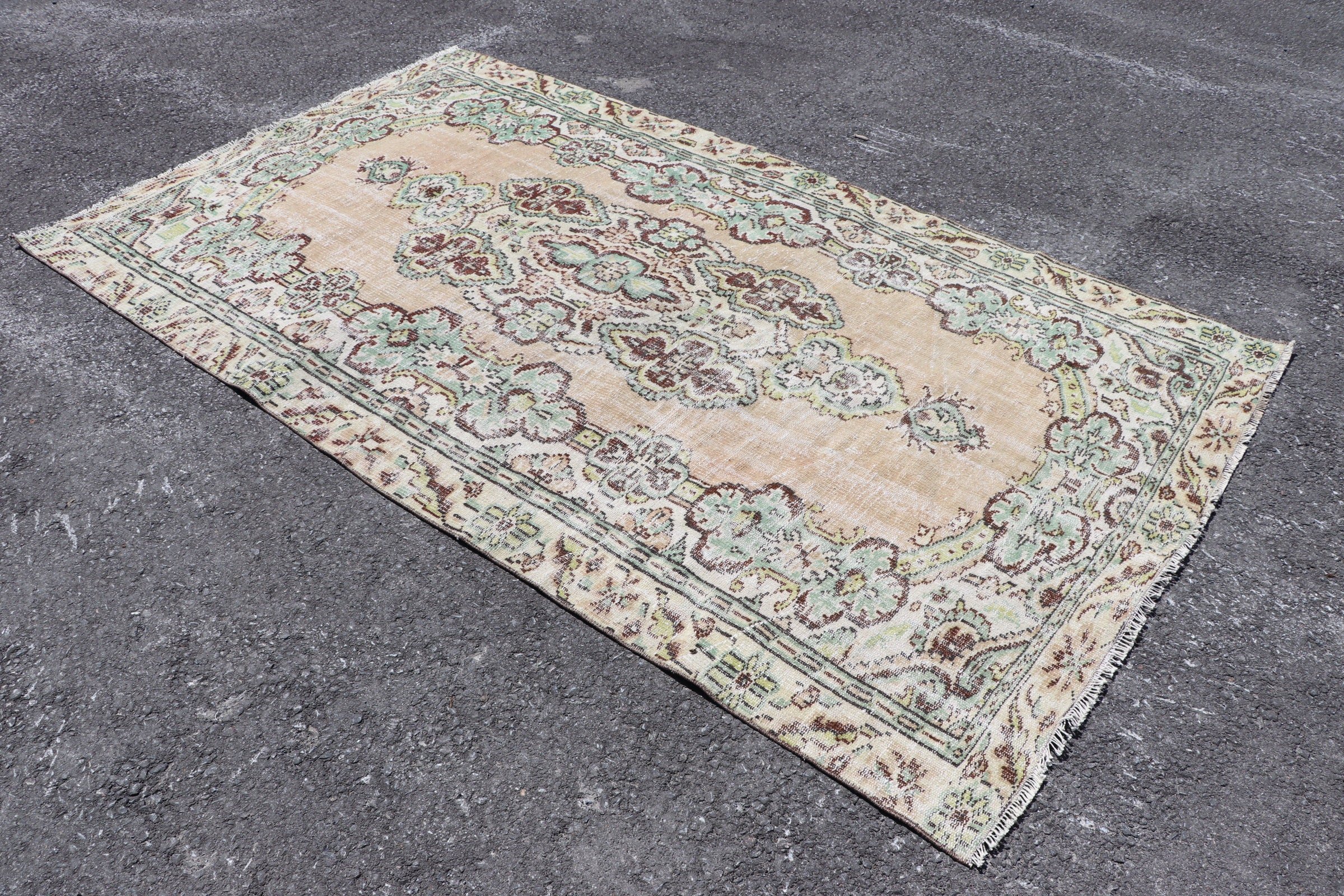 Pastel Halı, Yeşil Fas Halıları, Oturma Odası Halısı, 5.2x9.2 ft Büyük Halılar, Türk Halısı, Antika Halı, Vintage Halı, Ev Dekorasyonu Halıları, Salon Halıları