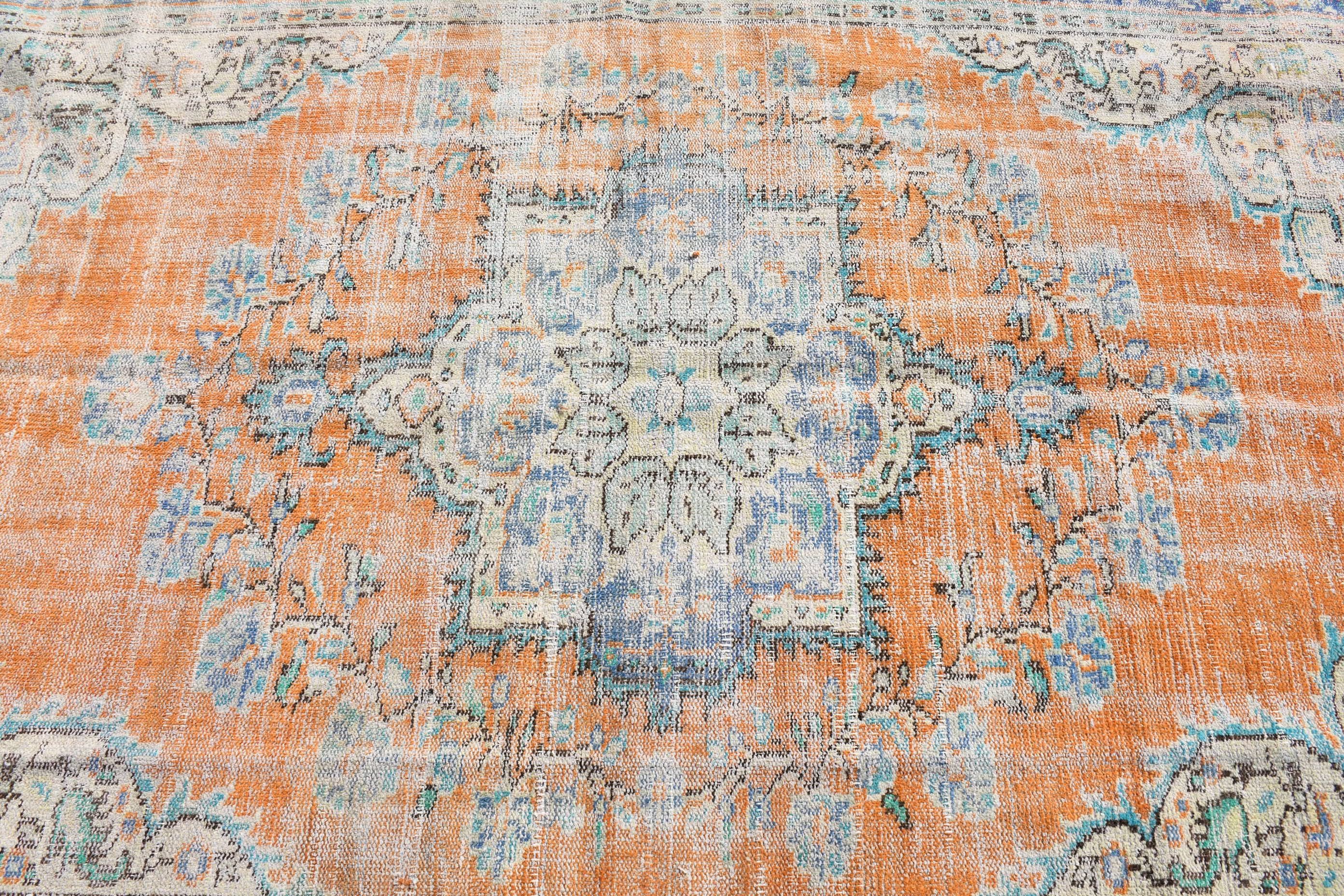 Yemek Odası Halıları, Türk Halısı, Bej Oushak Halısı, Boho Halısı, 6.1x8.9 ft Büyük Halı, Vintage Halılar, Mutfak Halısı, Oryantal Halılar, Yatak Odası Halısı