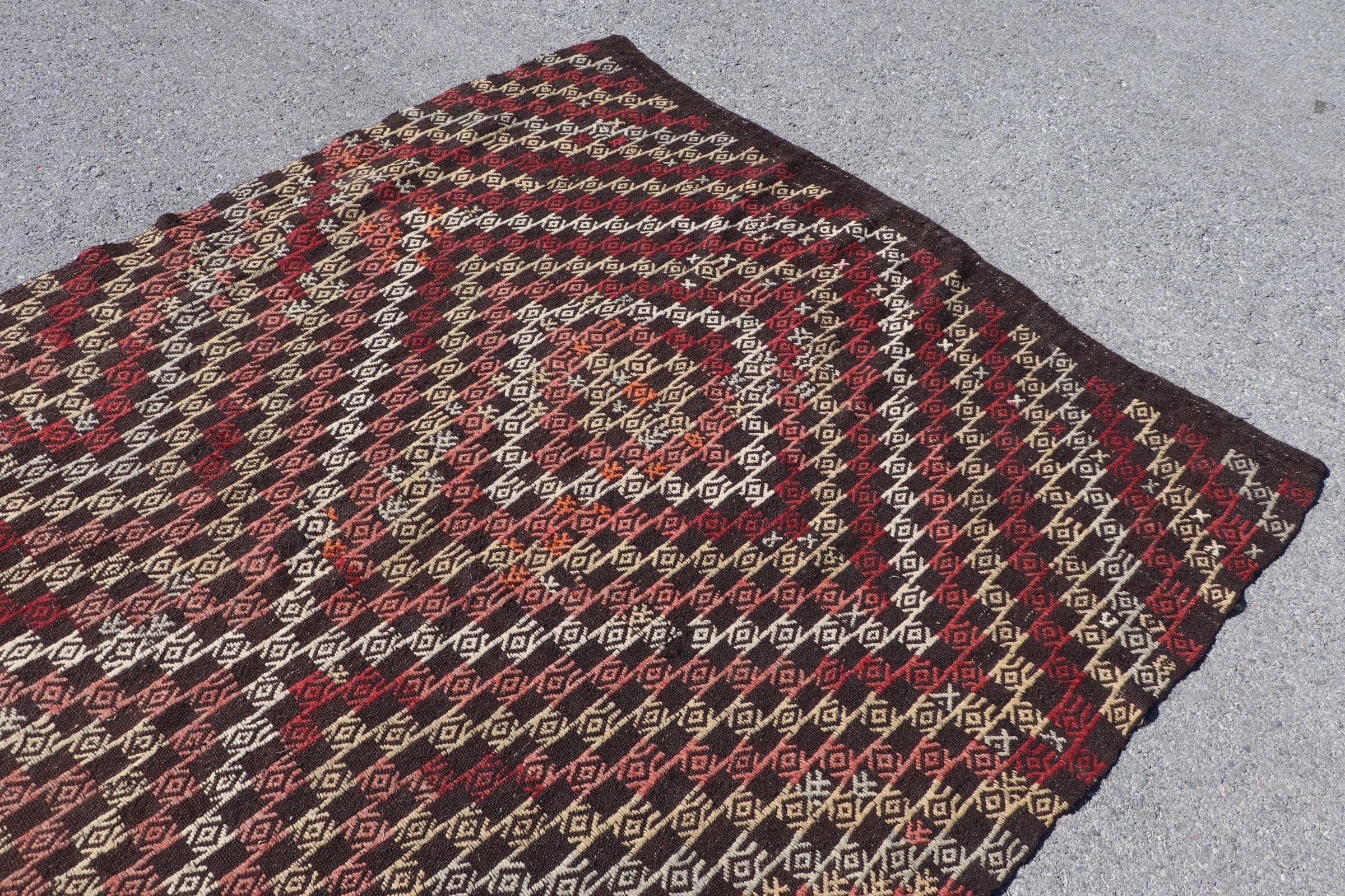 Türk Halıları, Kilim, 5.8x8.9 ft Büyük Halı, Kahverengi Oushak Halı, Salon Halıları, Yatak Odası Halıları, Vintage Halılar, Oturma Odası Halıları