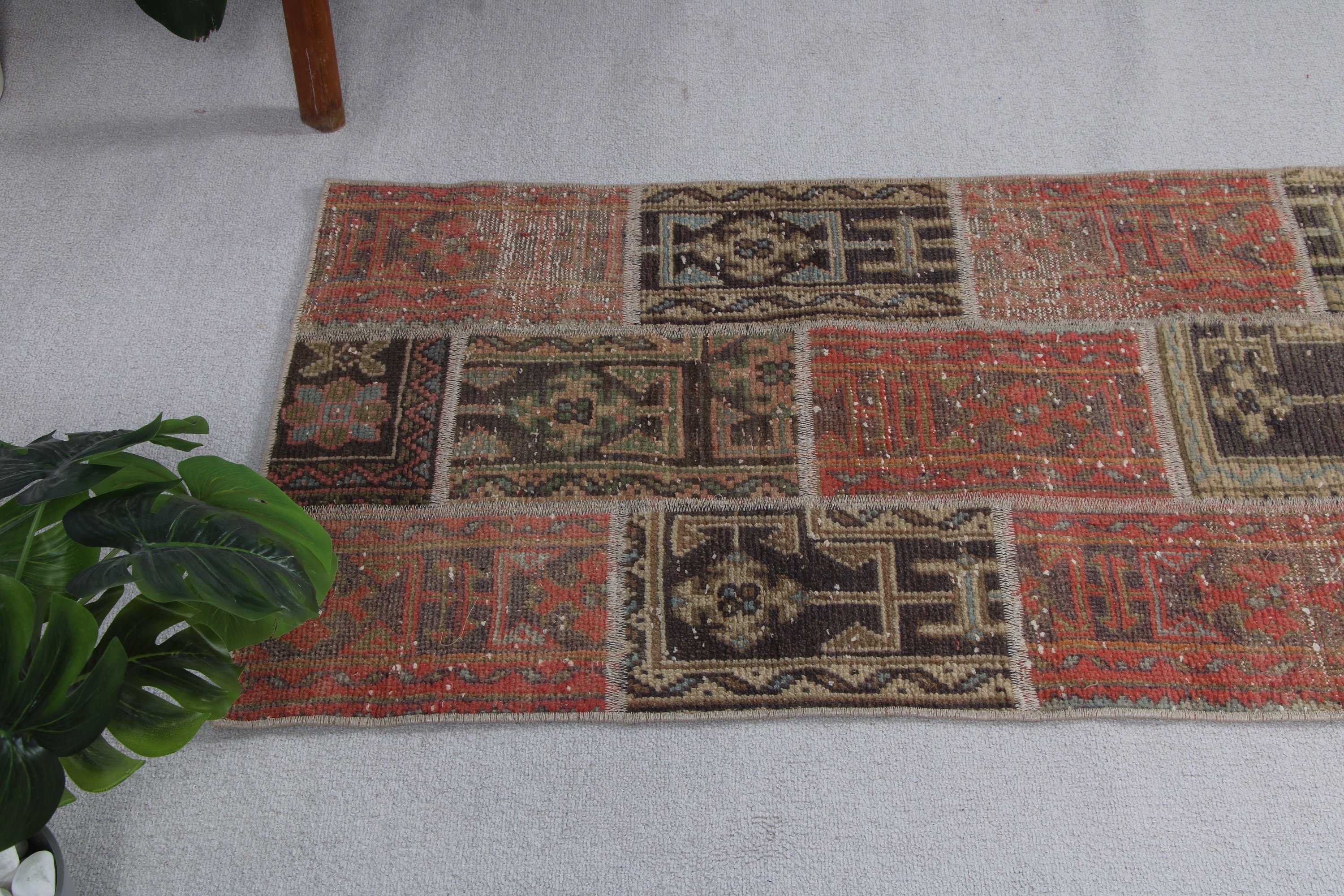 Boho Halı, Kahverengi Oryantal Halılar, Merdiven Halısı, Vintage Runner Halısı, Vintage Halılar, 2.4x14.5 ft Runner Halıları, Türk Halıları, Ev Dekorasyonu Halıları