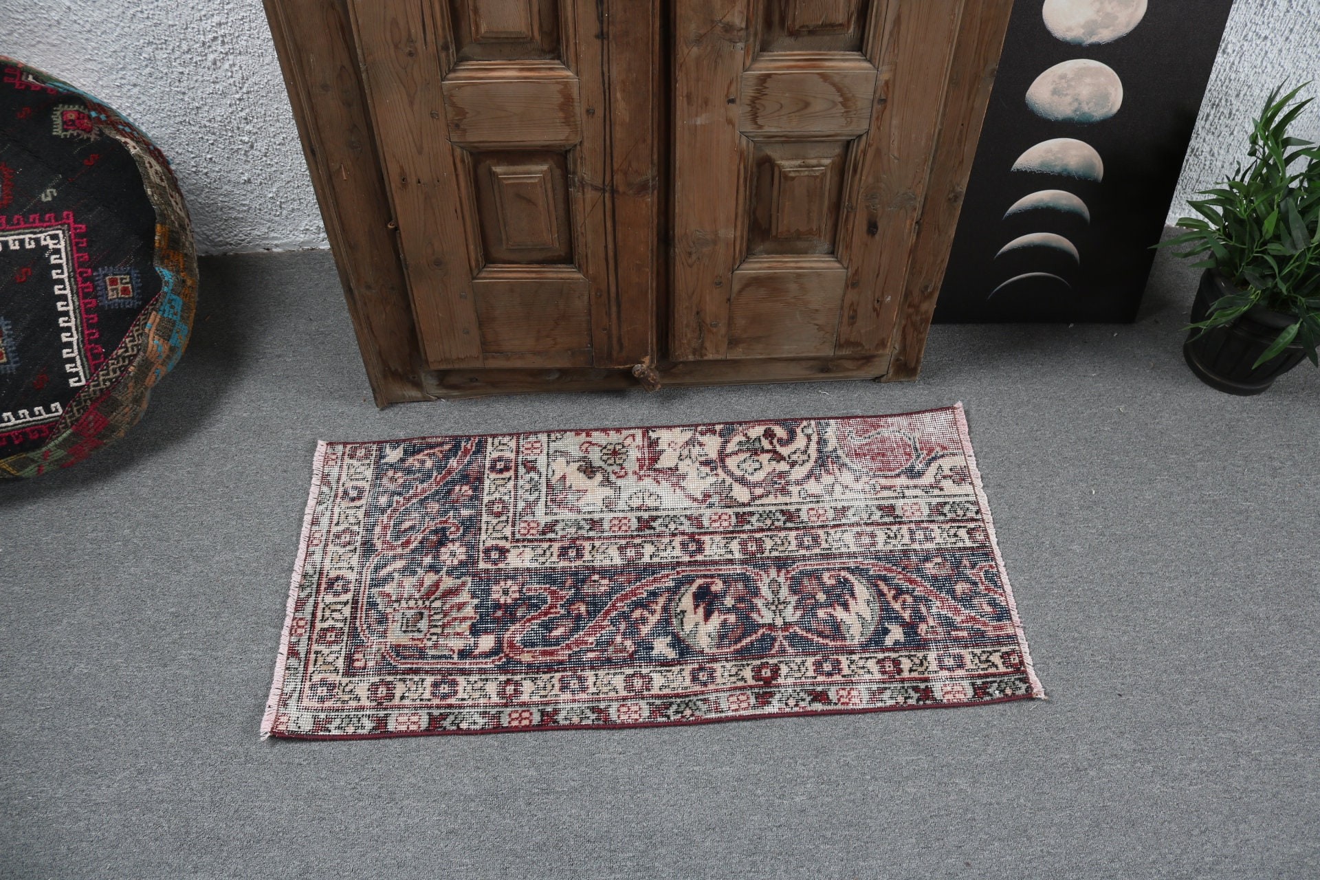 Yer Halıları, Anadolu Halıları, Vintage Halı, Küçük Alan Halısı, Türk Halısı, Mavi Nötr Halılar, 1.6x3.2 ft Küçük Halılar, Tribal Halılar, Kapı Paspası Halısı