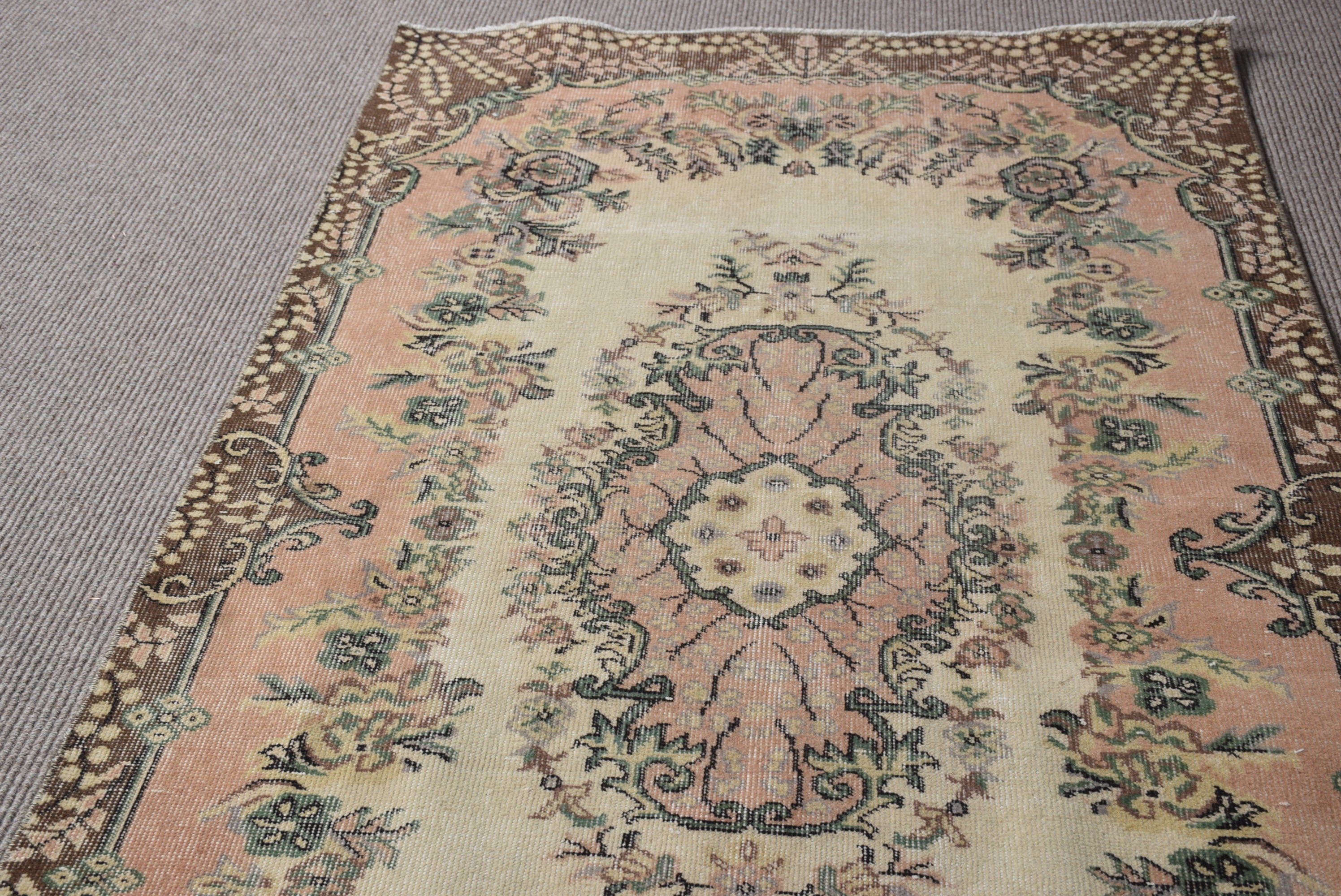 Ethnic Rug, Nursery Rug, Beige Bedroom Rugs, Living Room Rug, 3.8x7 ft Area Rug, Turkish Rug, Antique Rug, Vintage Rugs