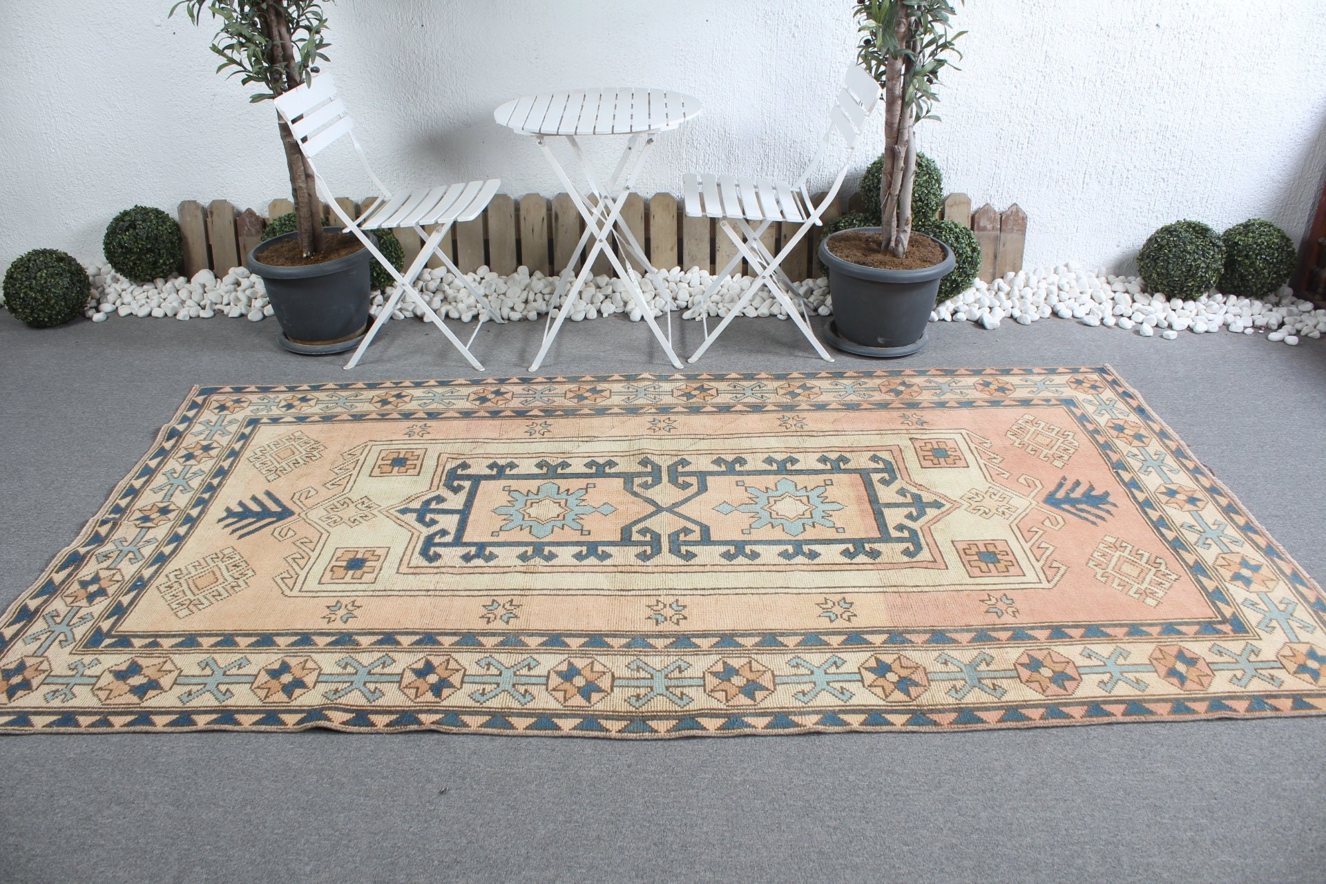 Living Room Rugs, Turkish Rug, Salon Rugs, Natural Rug, Bedroom Rug, Orange  4.8x9.1 ft Large Rug, Vintage Rug