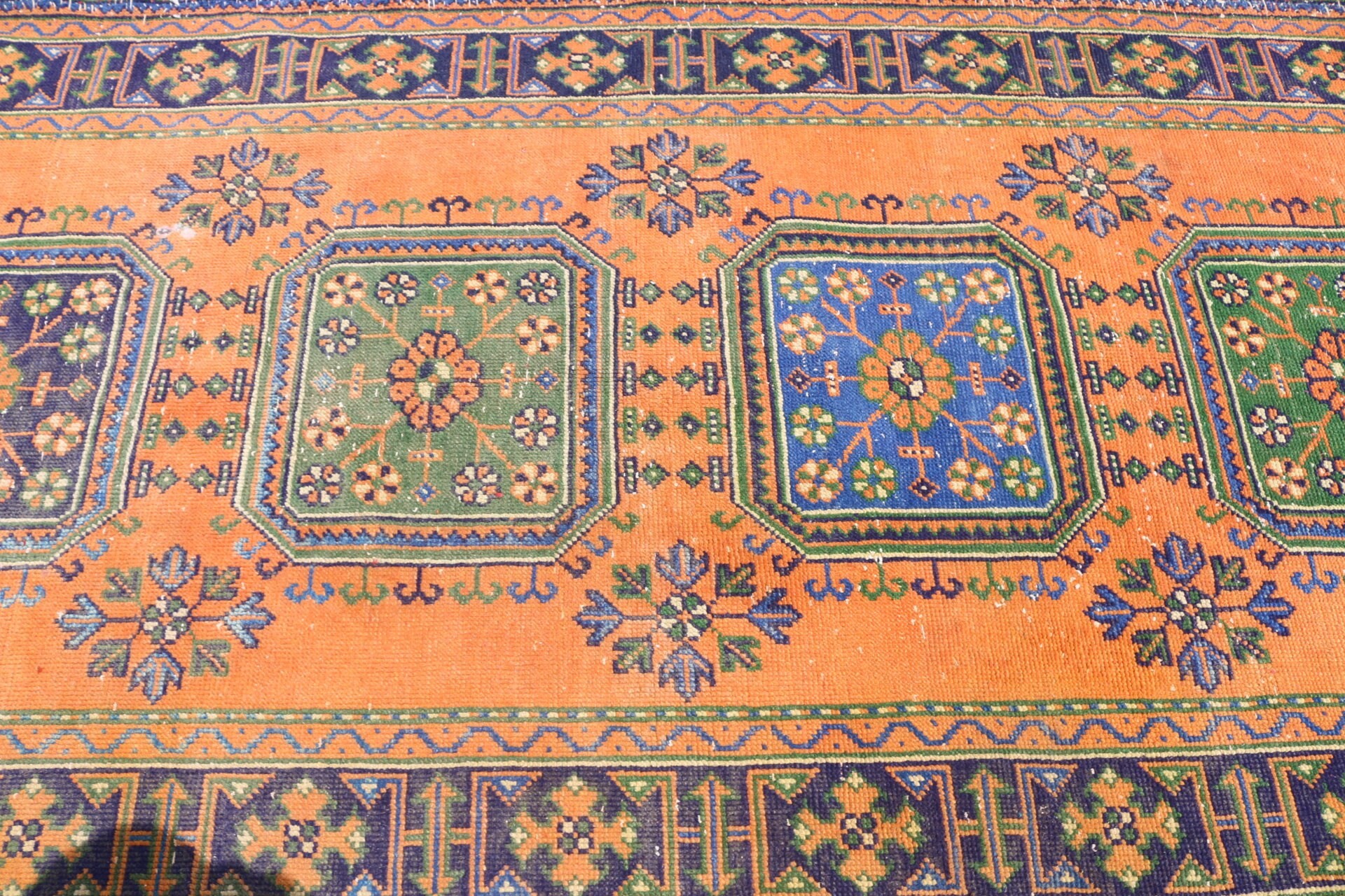 İç Mekan Halısı, Yemek Odası Halıları, Türk Halıları, Turuncu Ev Dekorasyonu Halısı, Vintage Halı, 4.7x7.7 ft Alan Halısı, Boho Halısı, Yün Halısı, Yer Halıları