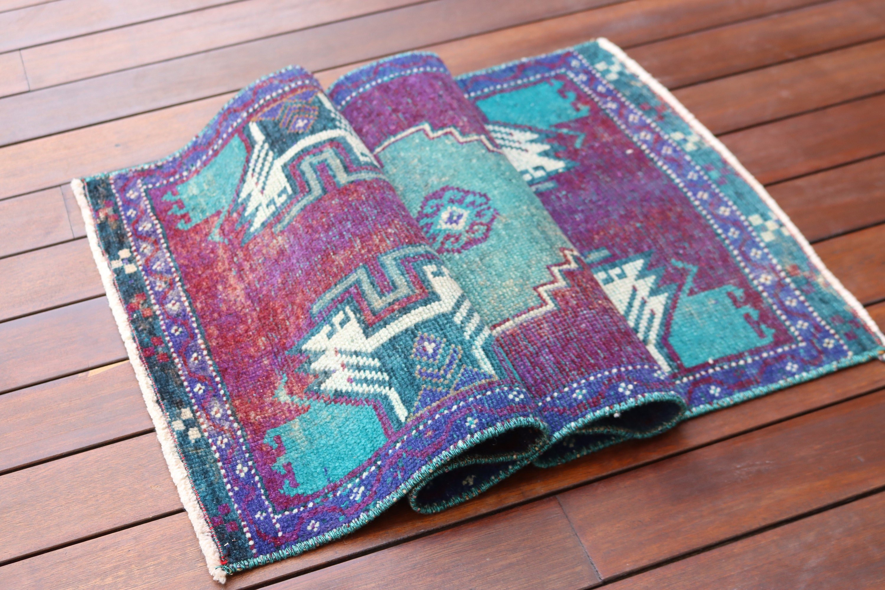 Geometric Rug, Car Mat Rugs, 1.8x4 ft Small Rugs, Turkish Rug, Vintage Rug, Small Vintage Rugs, Purple Home Decor Rug