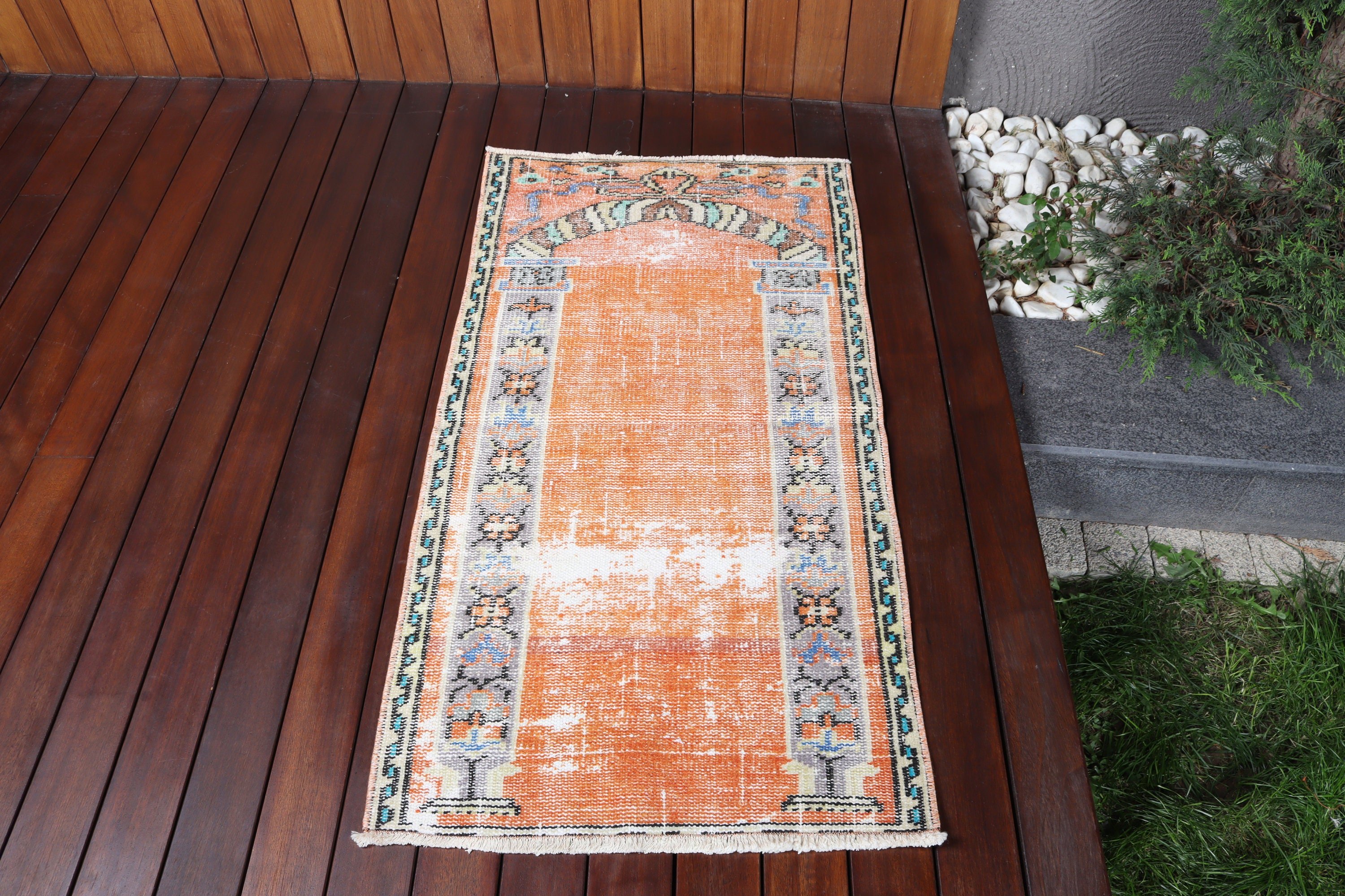 Bedroom Rug, 2.1x3.9 ft Small Rug, Cool Rug, Small Area Rug, Antique Rugs, Orange Cool Rugs, Rugs for Kitchen, Vintage Rugs, Turkish Rug