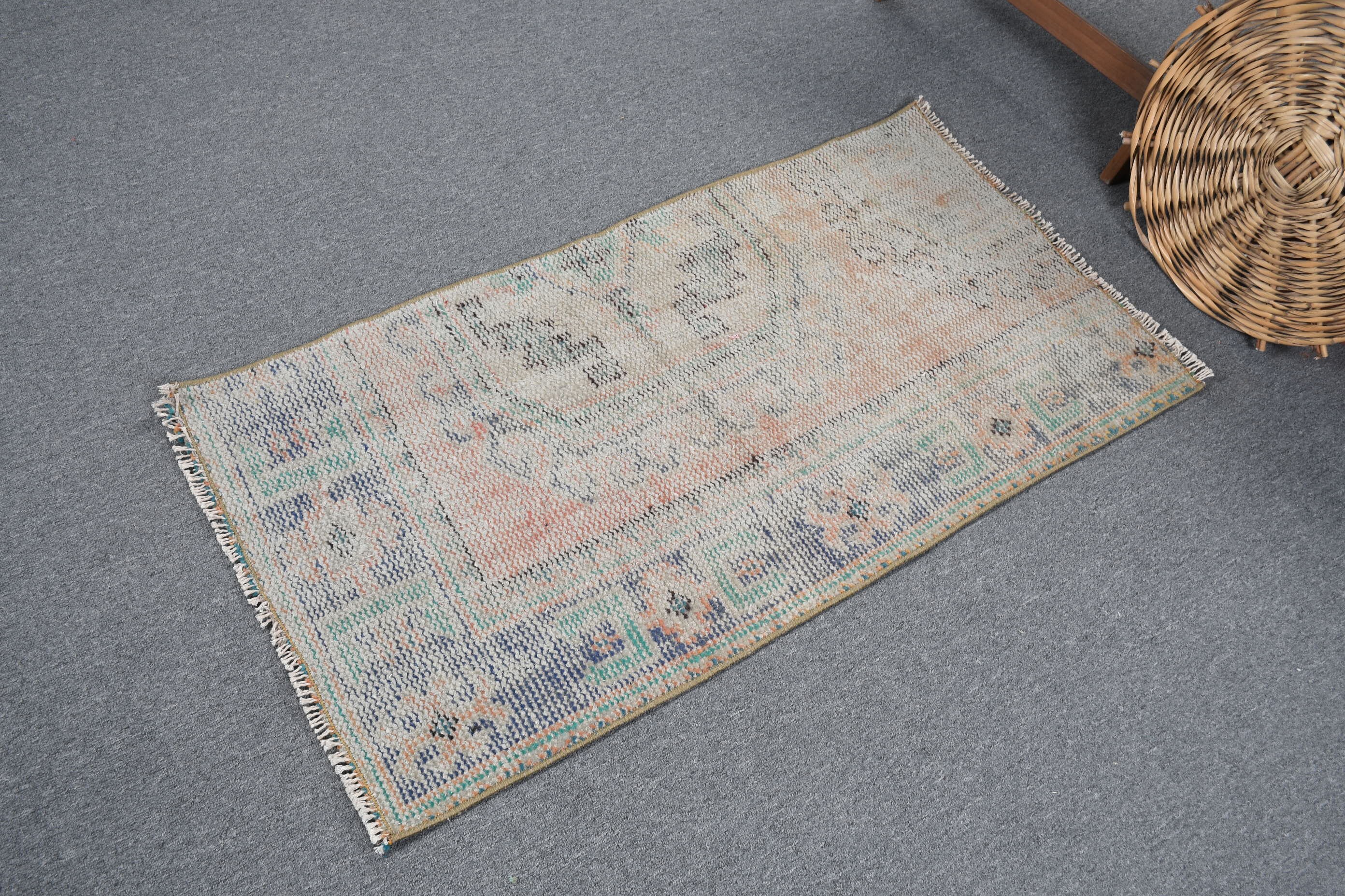 Pastel Rug, Bedroom Rug, Antique Rugs, 2x3.9 ft Small Rug, Turkish Rugs, Orange Oriental Rugs, Wall Hanging Rug, Vintage Rugs, Kitchen Rugs
