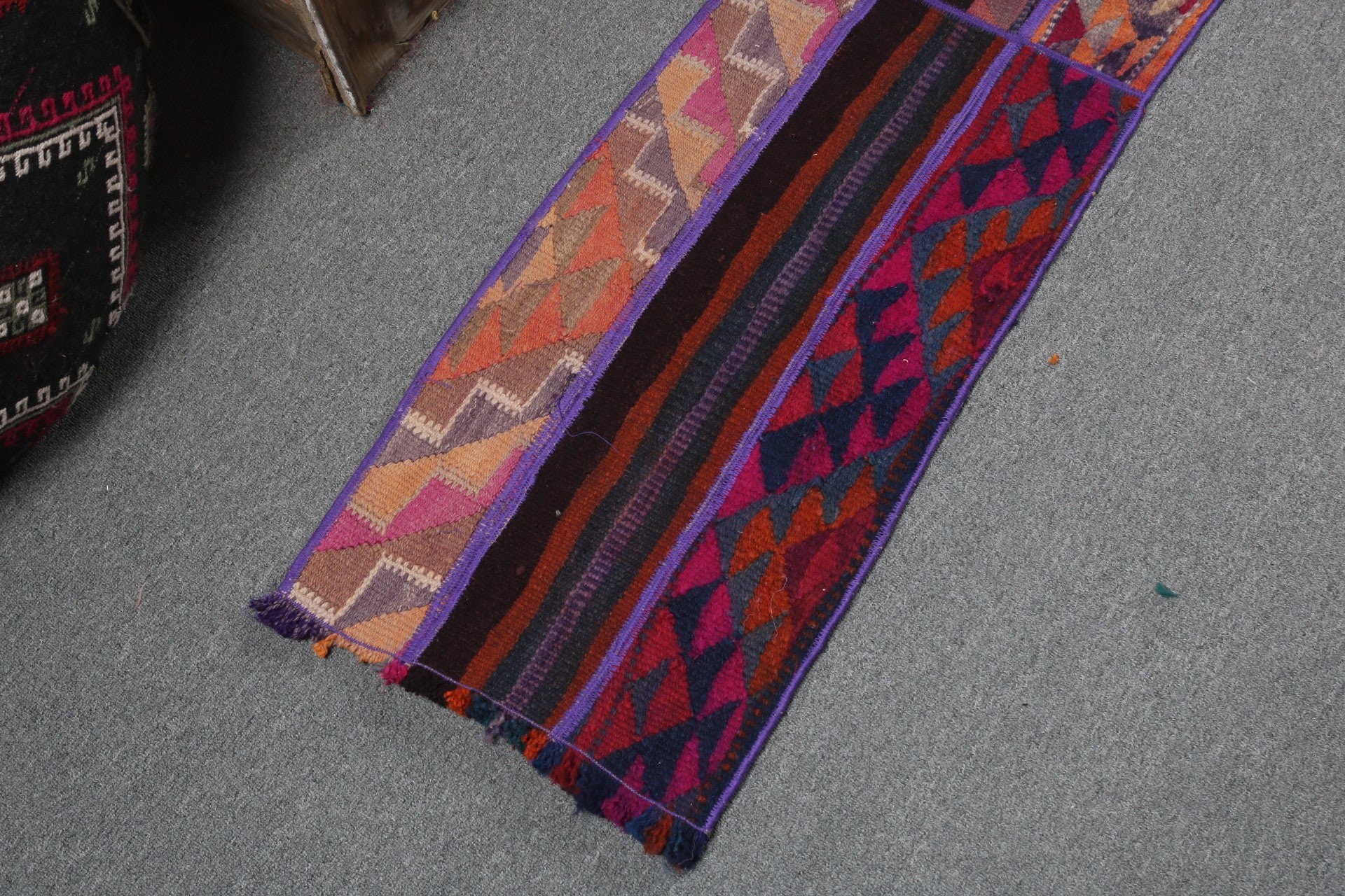 Turkish Rugs, 1.4x5.1 ft Runner Rugs, Purple Modern Rugs, Long Runner Rug, Handwoven Rugs, Vintage Rug, Rugs for Corridor