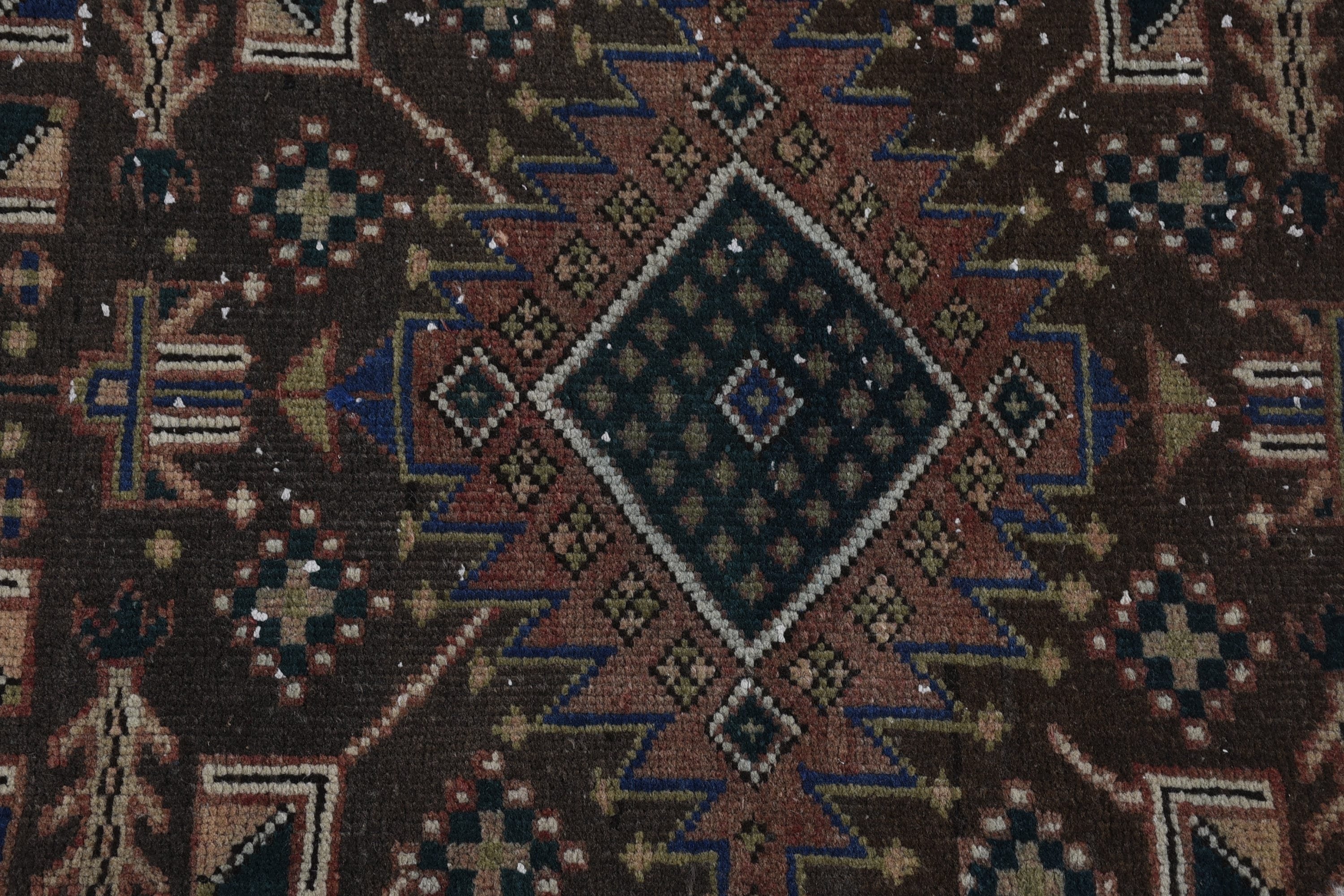 3.6x14.4 ft Runner Rug, Turkish Rugs, Floor Rug, Corridor Rug, Office Rugs, Rugs for Kitchen, Kitchen Rug, Brown Bedroom Rug, Vintage Rug