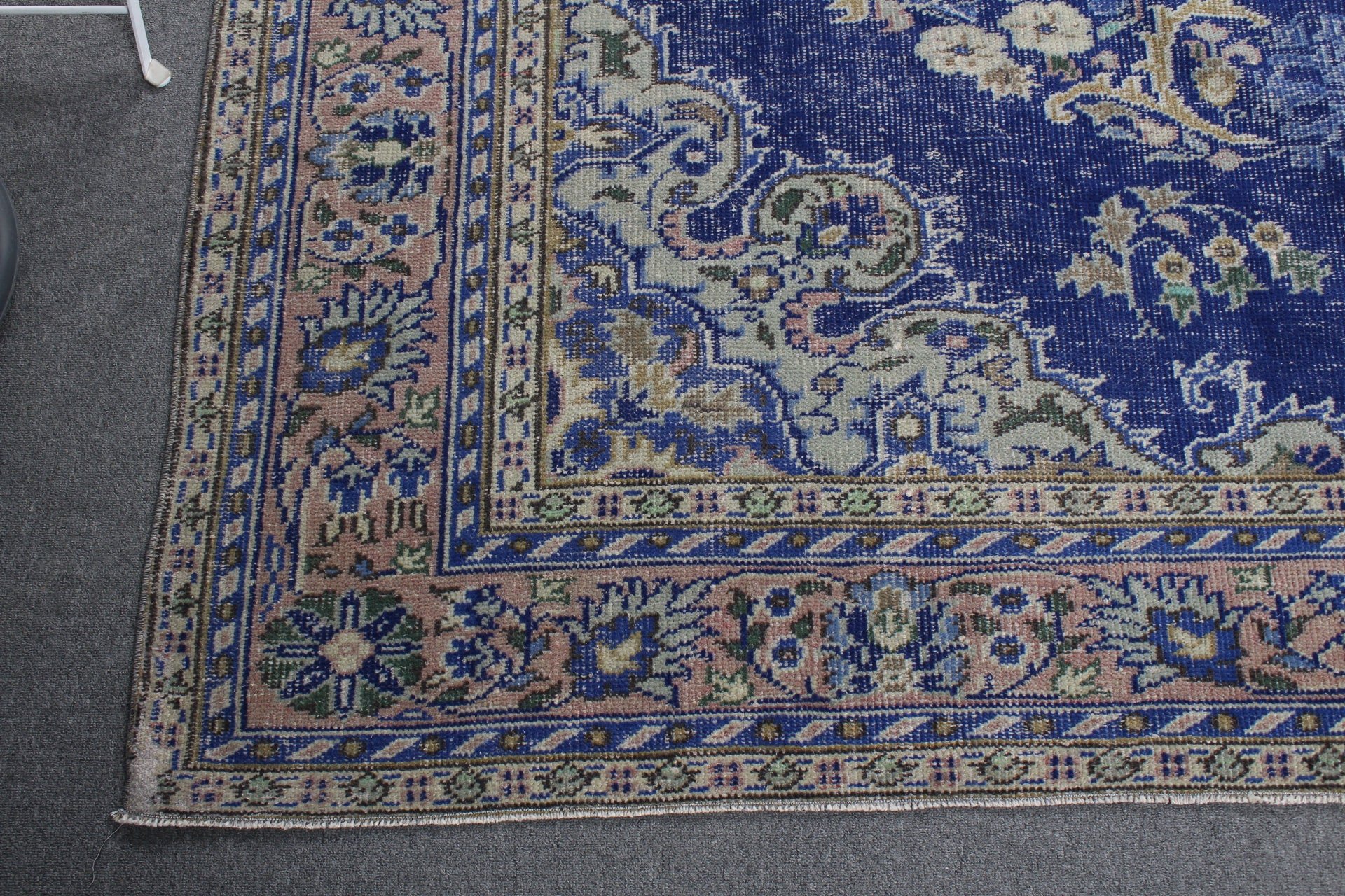 7.8x9.5 ft Büyük Boy Halı, Oturma Odası Halısı, Türk Halısı, Vintage Halı, Eski Halı, Mavi Oryantal Halılar, Oushak Halıları, Ev Dekor Halıları, Salon Halısı