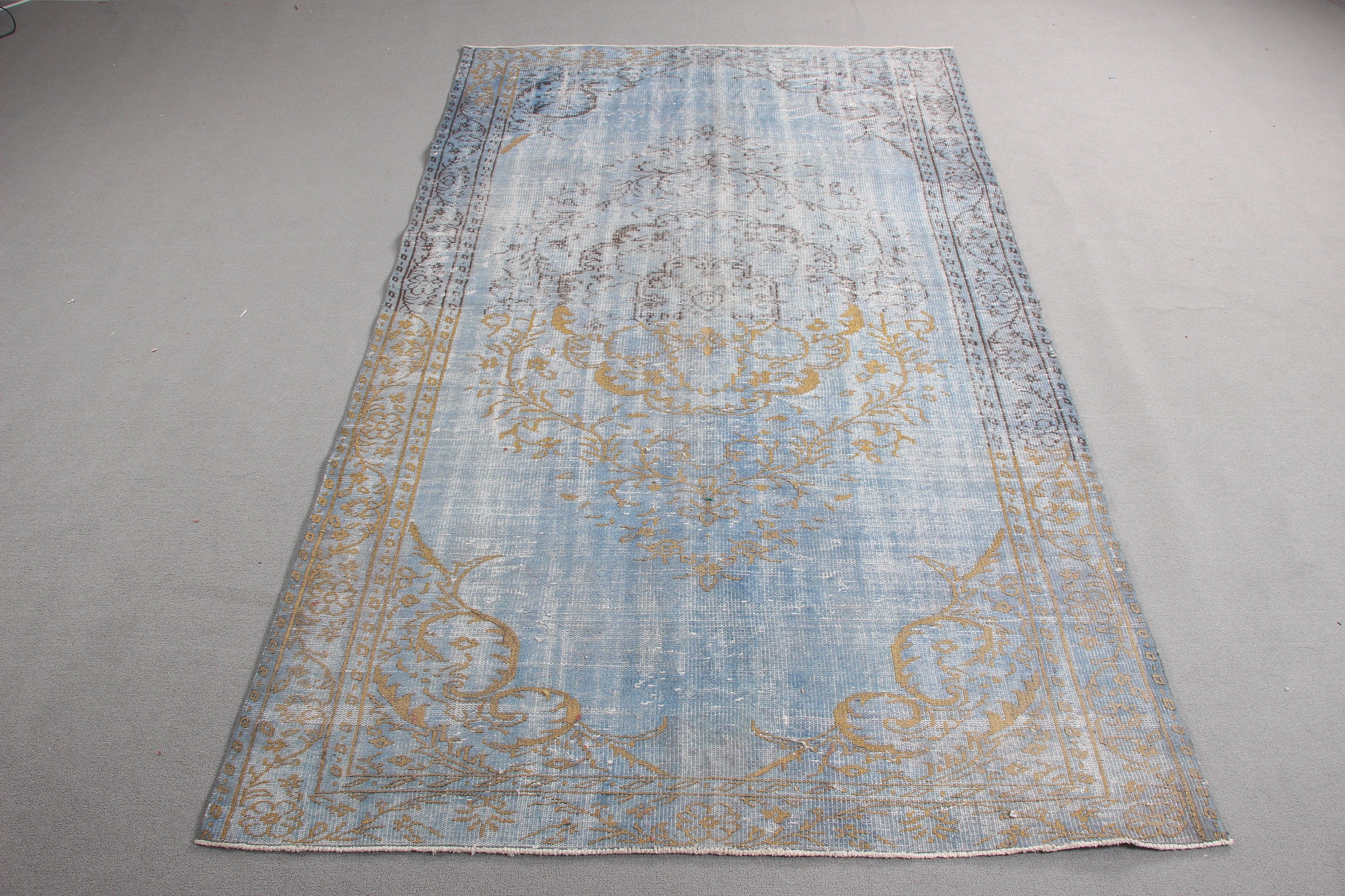 Cool Rugs, Vintage Rug, Large Vintage Rug, Turkish Rug, 5.6x9.5 ft Large Rugs, Oriental Rugs, Blue Anatolian Rugs, Living Room Rug