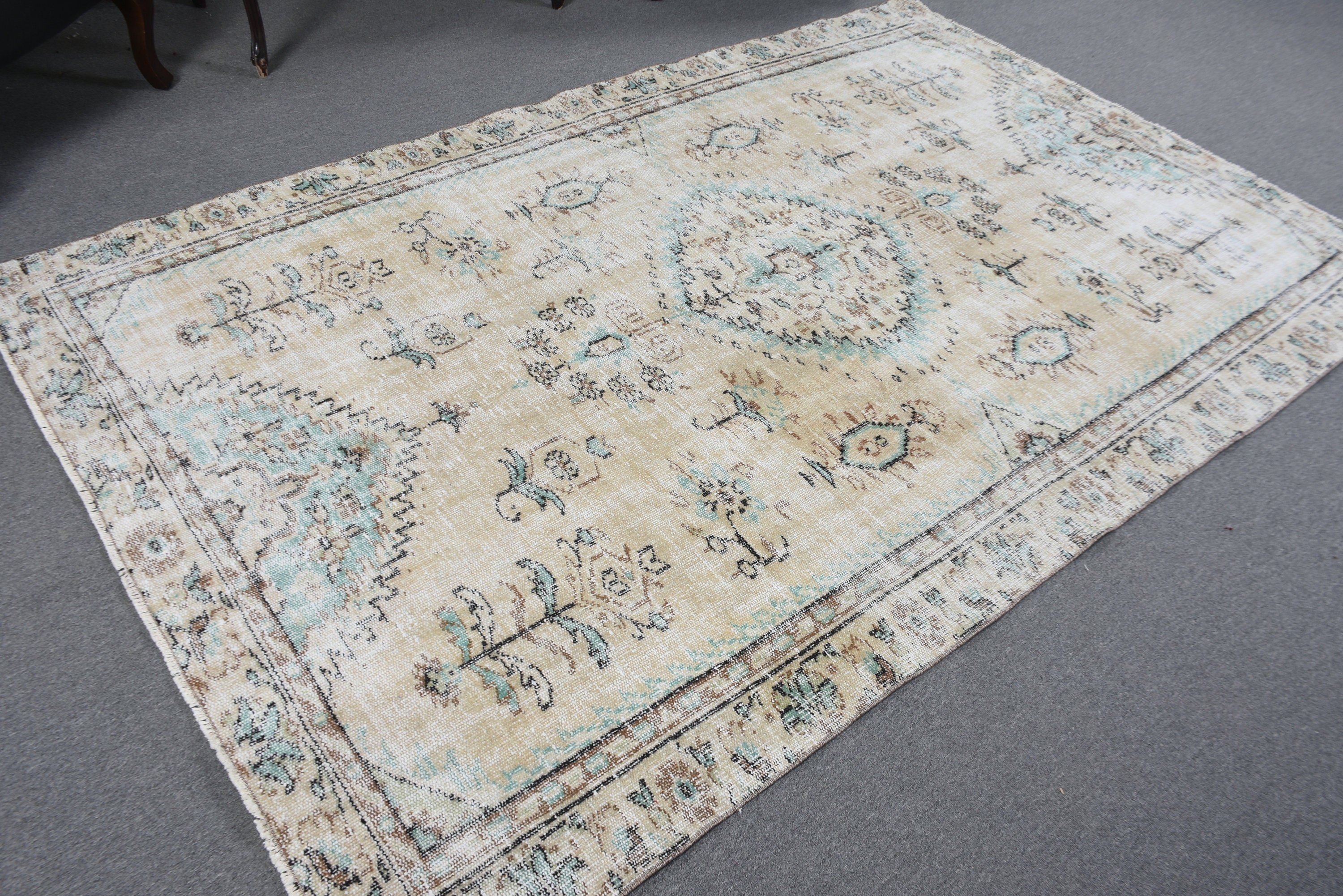 Vintage Halılar, Yatak Odası Halısı, 5,3x8,3 ft Büyük Halı, Büyük Boho Halısı, Beyaz Oryantal Halı, Aztek Halısı, Bildiri Halısı, Türk Halısı, Yemek Odası Halısı