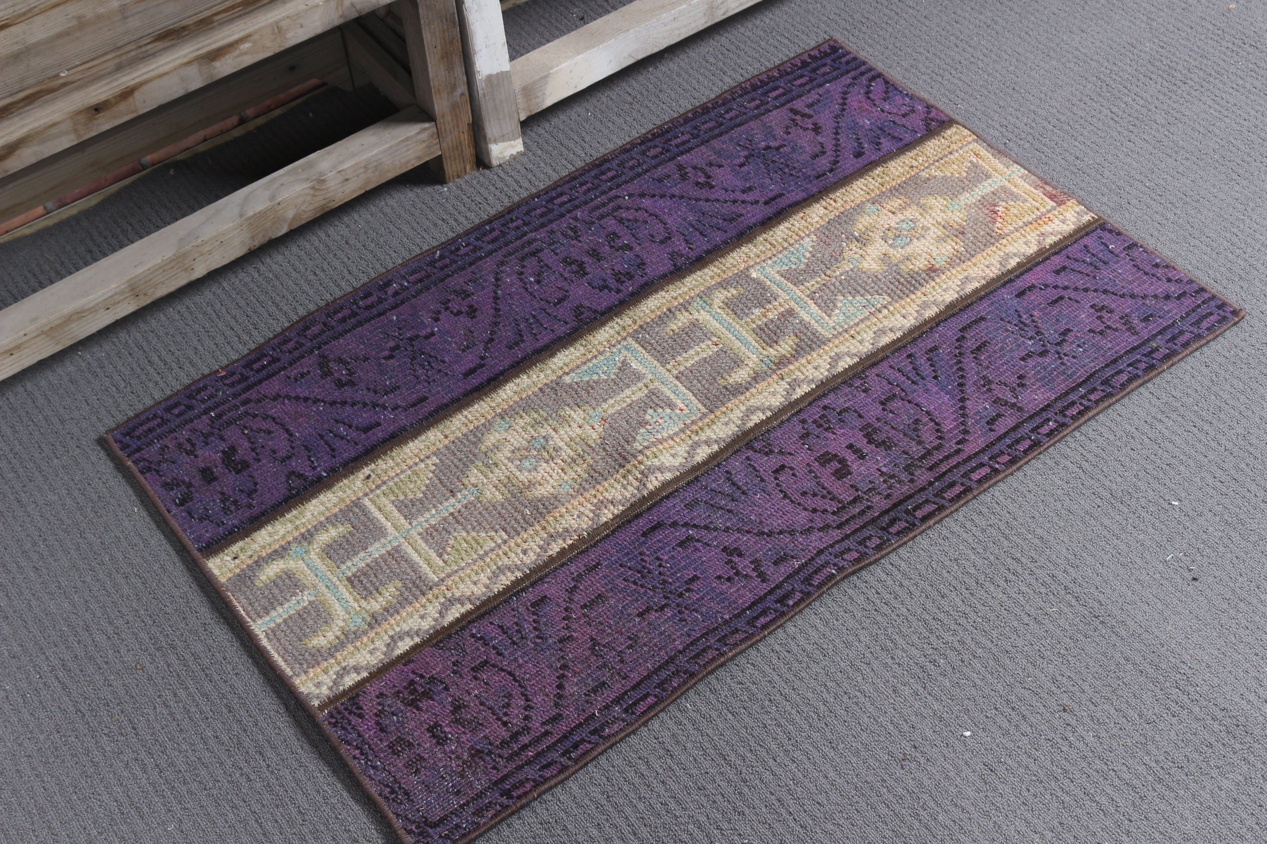 2x3.1 ft Small Rugs, Vintage Rug, Bedroom Rug, Bathroom Rug, Purple Oriental Rug, Turkish Rug, Rugs for Door Mat, Wool Rugs