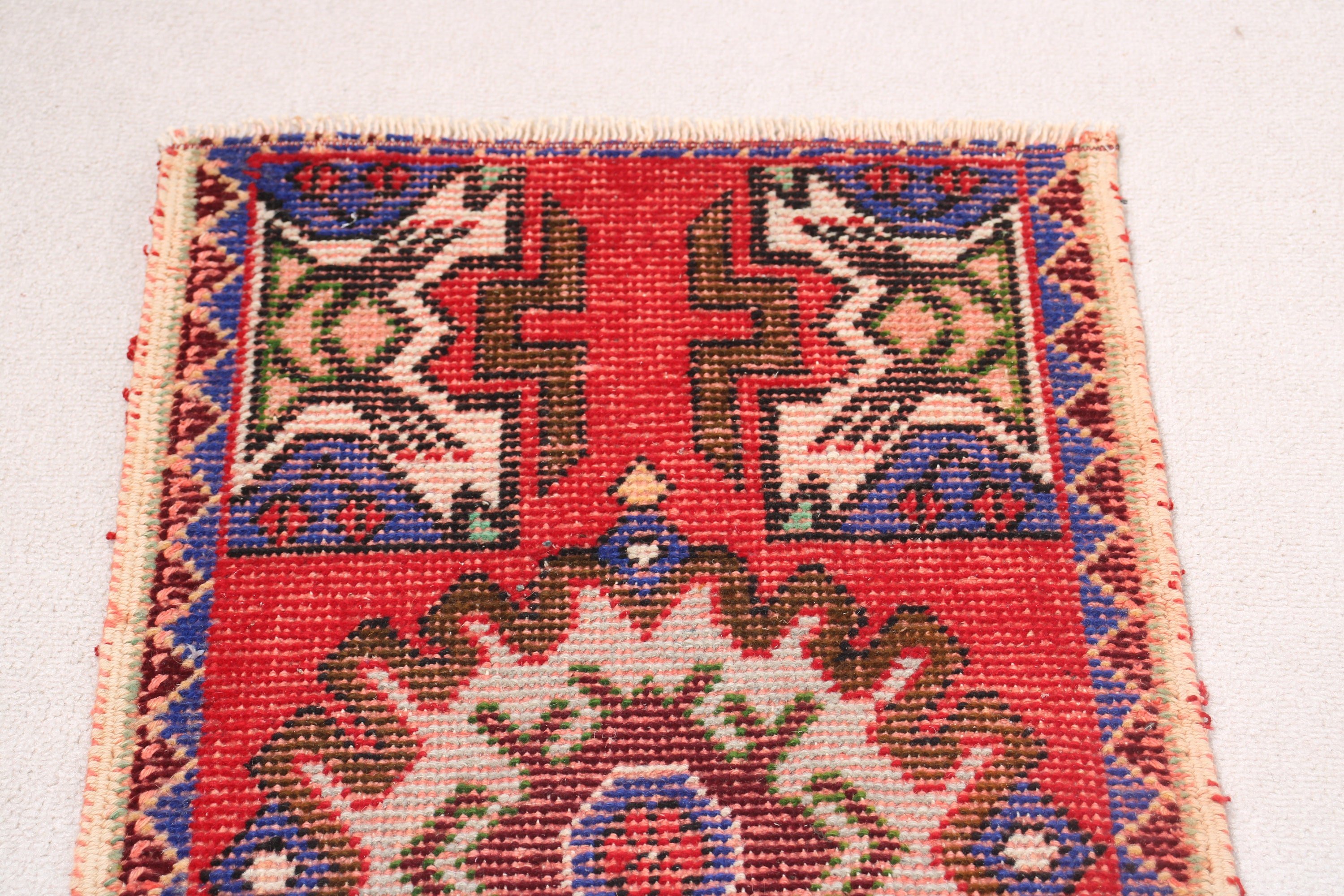 Door Mat Rugs, 1.5x2.8 ft Small Rugs, Entry Rug, Floor Rugs, Turkish Rug, Red Handwoven Rugs, Rugs for Bedroom, Vintage Rugs, Neutral Rugs