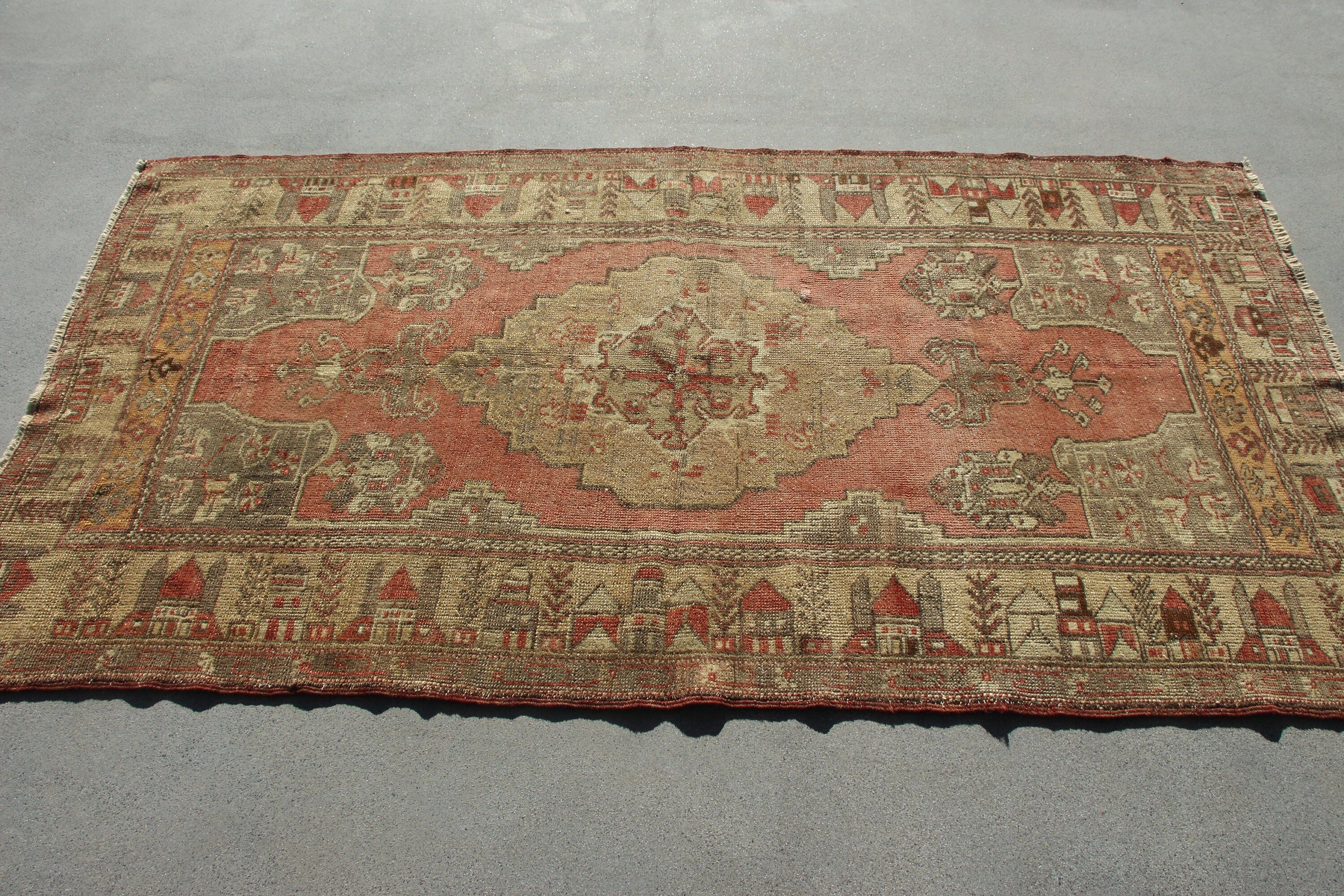 Green Oriental Rugs, Turkish Rugs, Floor Rug, Nursery Rugs, 3.6x6.7 ft Area Rug, Vintage Rugs, Rugs for Floor, Aztec Rug