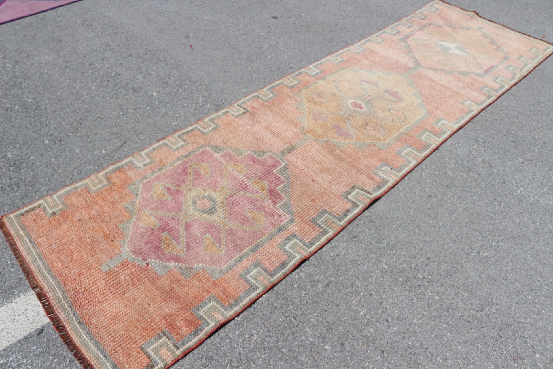 Aesthetic Rug, Turkish Rug, 2.8x10.4 ft Runner Rug, Corridor Rugs, Moroccan Rugs, Vintage Rug, Beige Oushak Rug, Oushak Rug, Hallway Rugs