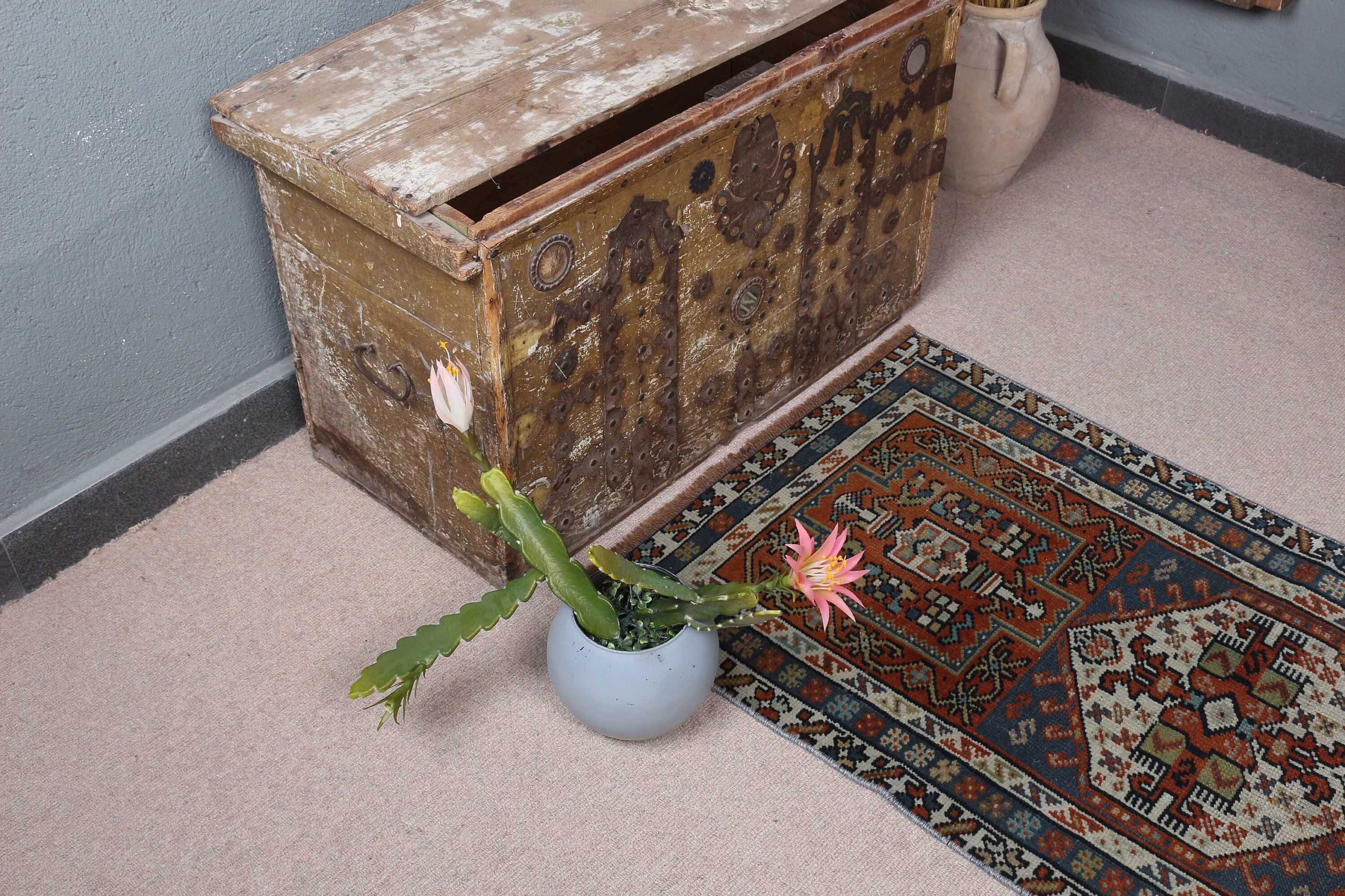 Banyo Halısı, 2.2x4.3 ft Küçük Halı, Mavi Mutfak Halısı, Anadolu Halıları, Türk Halısı, Vintage Halılar, Dış Mekan Halısı, Oushak Halısı, Kapı Paspası Halıları