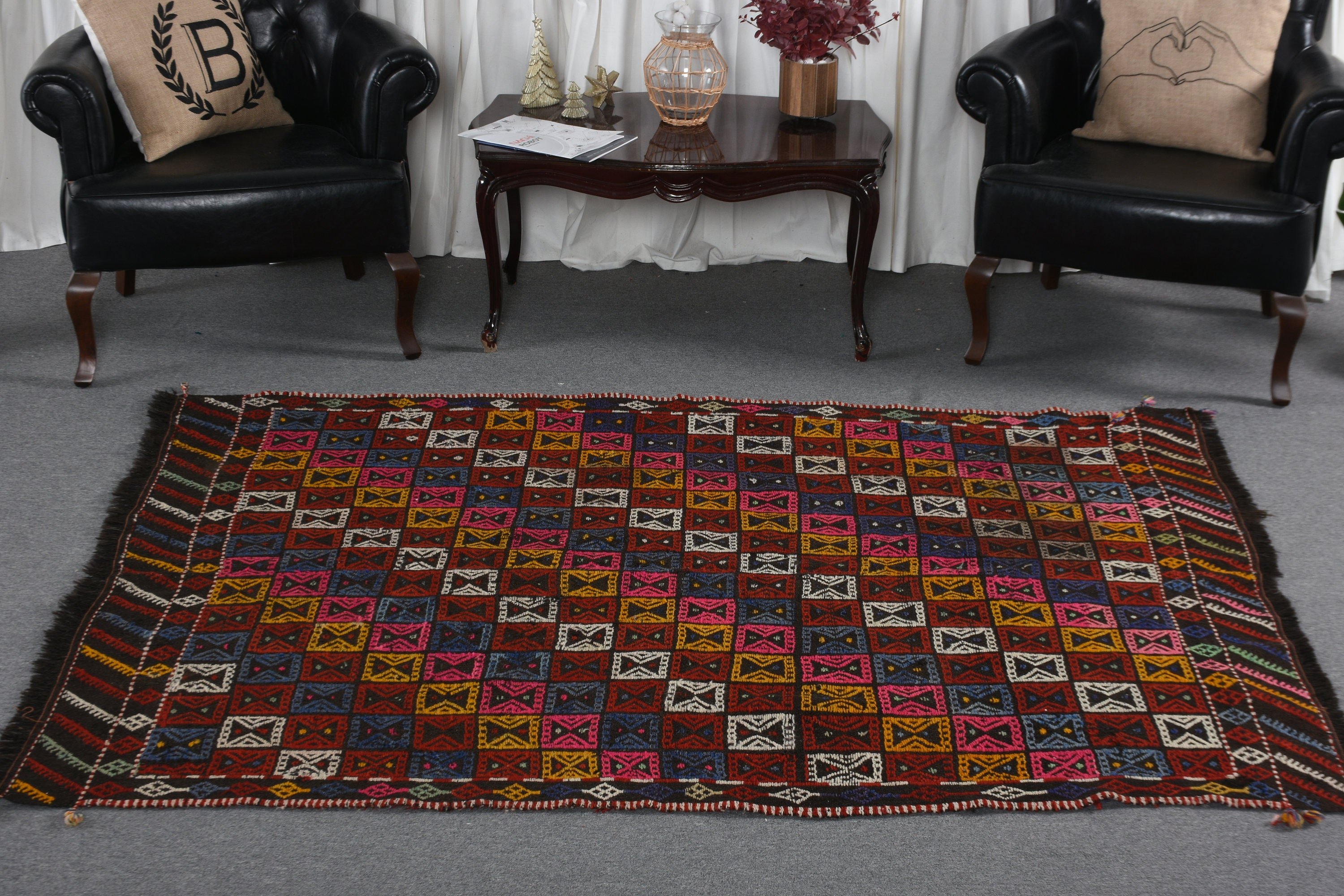 Türk Halısı, Yemek Odası Halıları, Pembe Yatak Odası Halısı, Oushak Halısı, Yemek Odası Halısı, Kilim, 5.2x6.8 ft Alan Halısı, Vintage Halılar, Ev Dekorasyonu Halısı