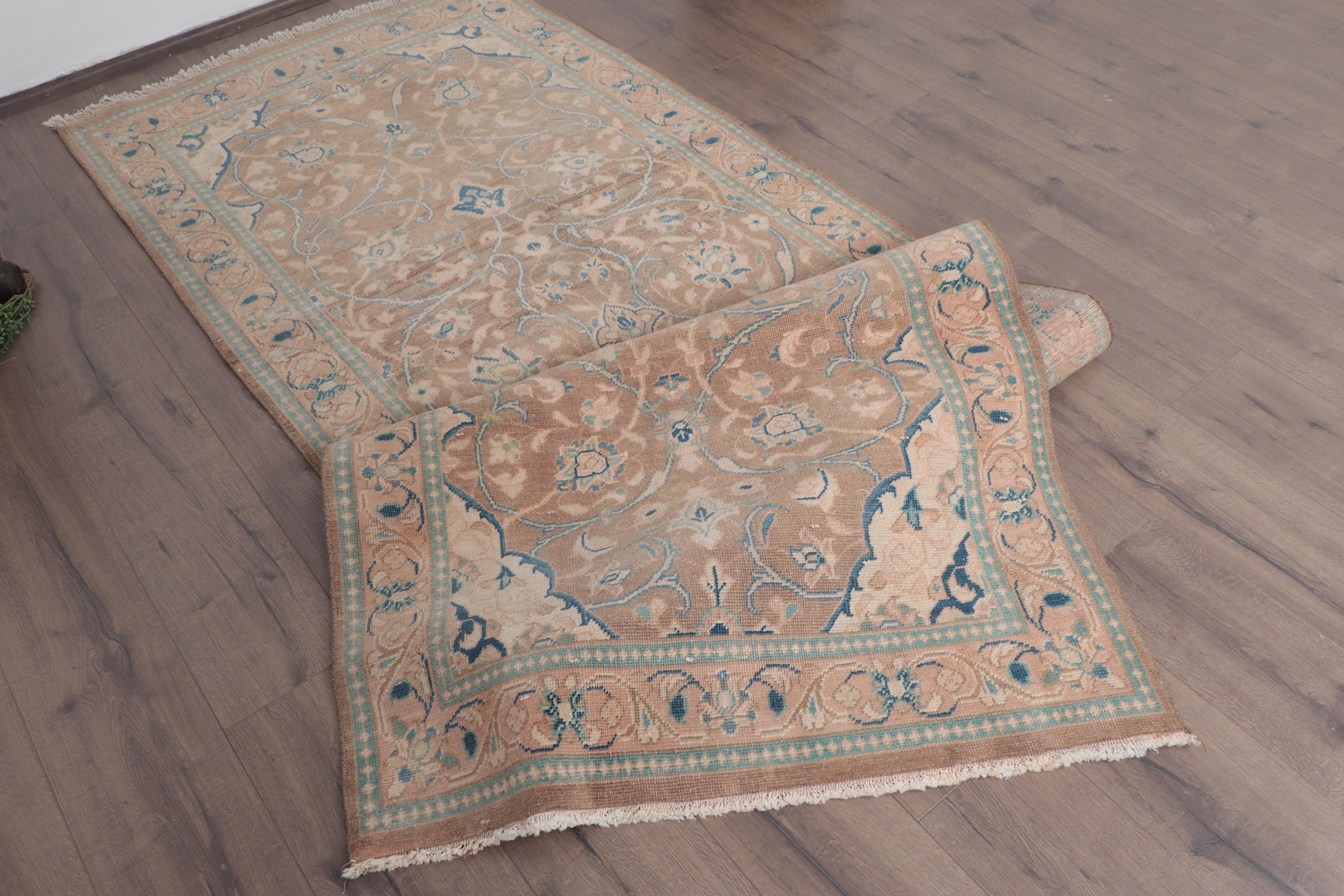 Beni Ourain Runner Halıları, Türk Halısı, Vintage Halı, Yün Halı, Merdiven Halıları, Bej Oushak Halıları, 3.4x10.1 ft Runner Halısı, Anadolu Halıları