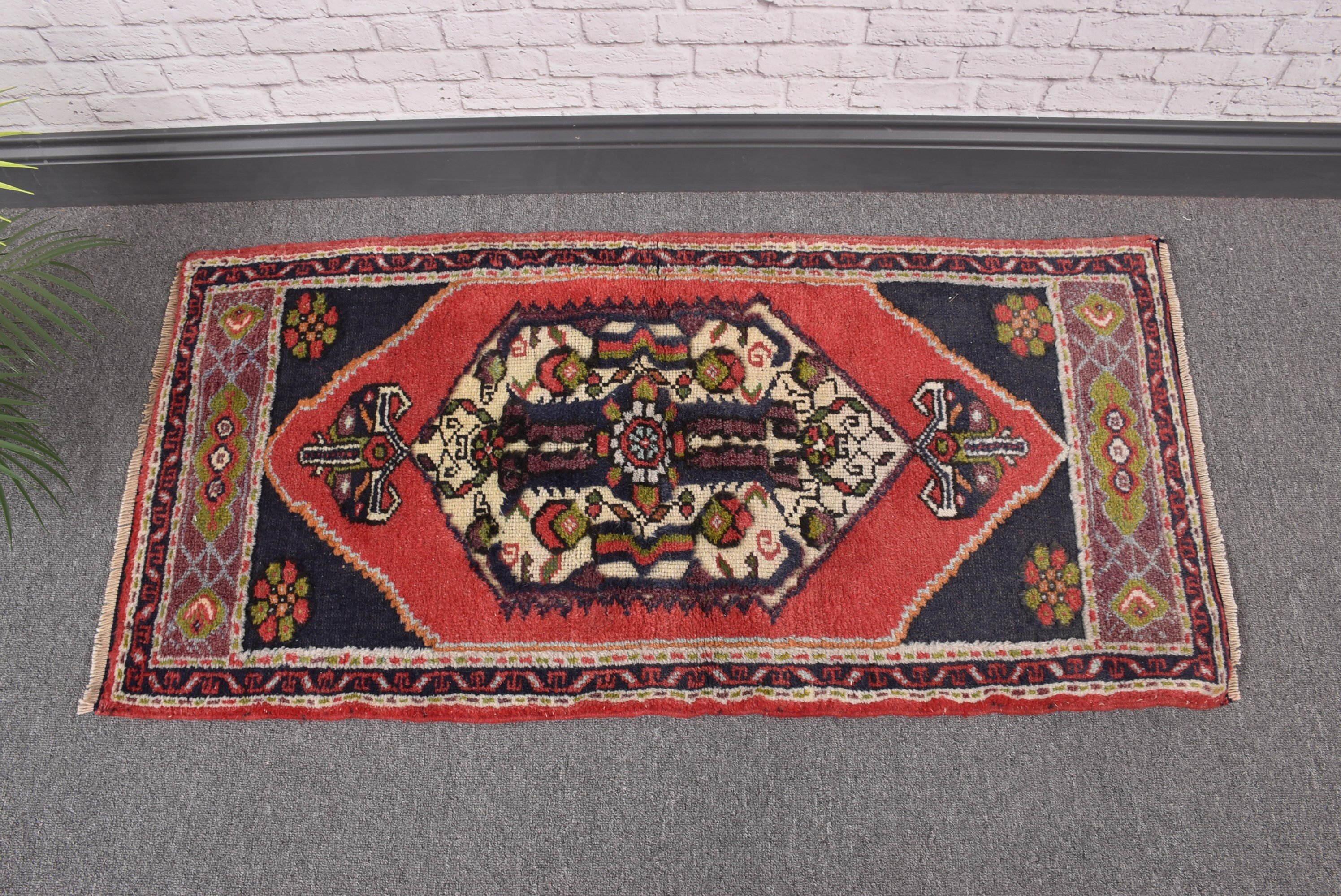 Mavi Nötr Halı, Araba Paspas Halıları, Modern Halı, Vintage Halı, 1.8x3.5 ft Küçük Halı, Türk Halısı, Yatak Odası Halıları, Küçük Alan Halıları, Oushak Halısı