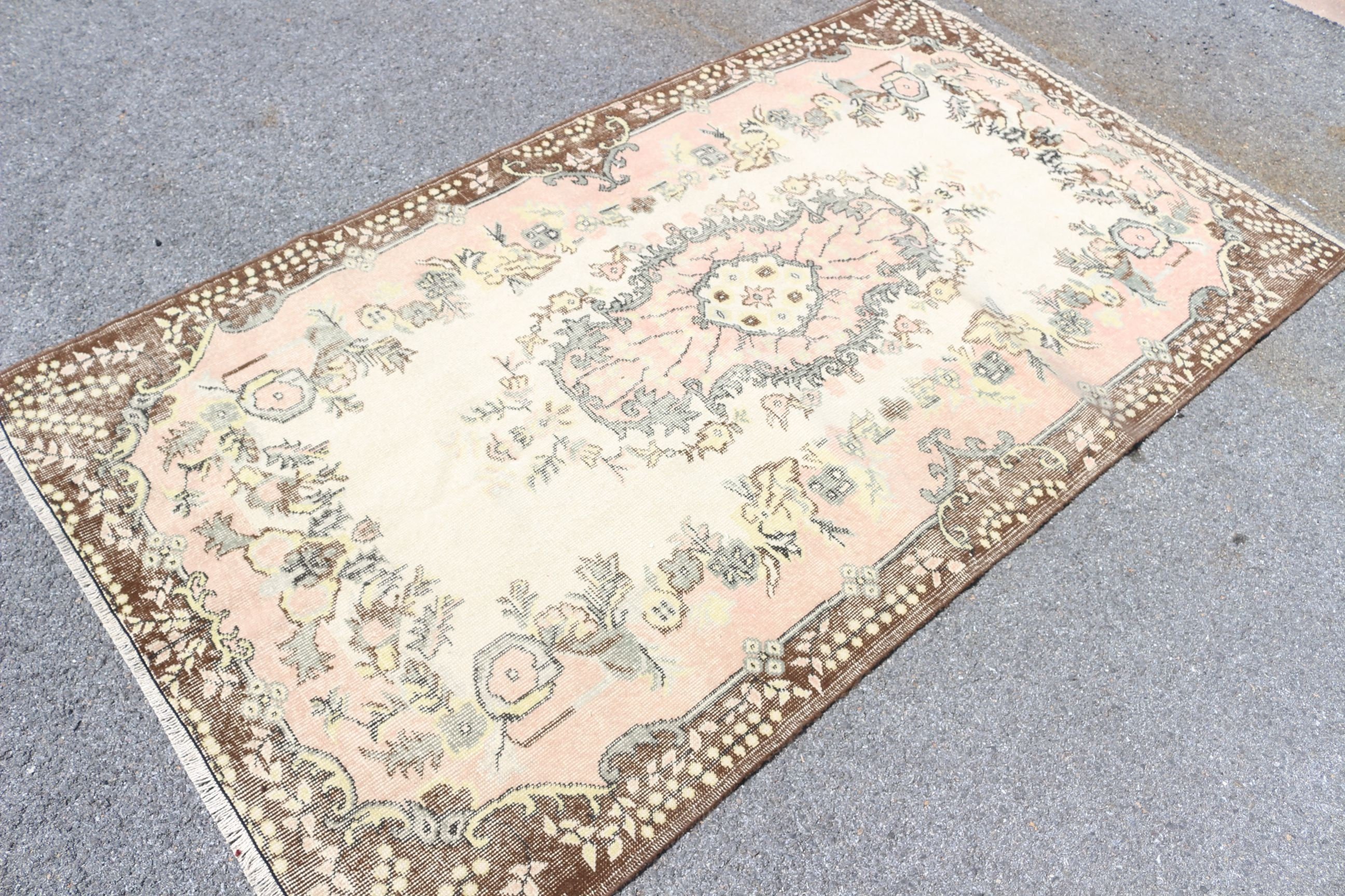 Bedroom Rug, Beige Kitchen Rug, Eclectic Rug, Vintage Rugs, Rugs for Living Room, Turkish Rugs, 3.9x7 ft Area Rug, Wool Rug