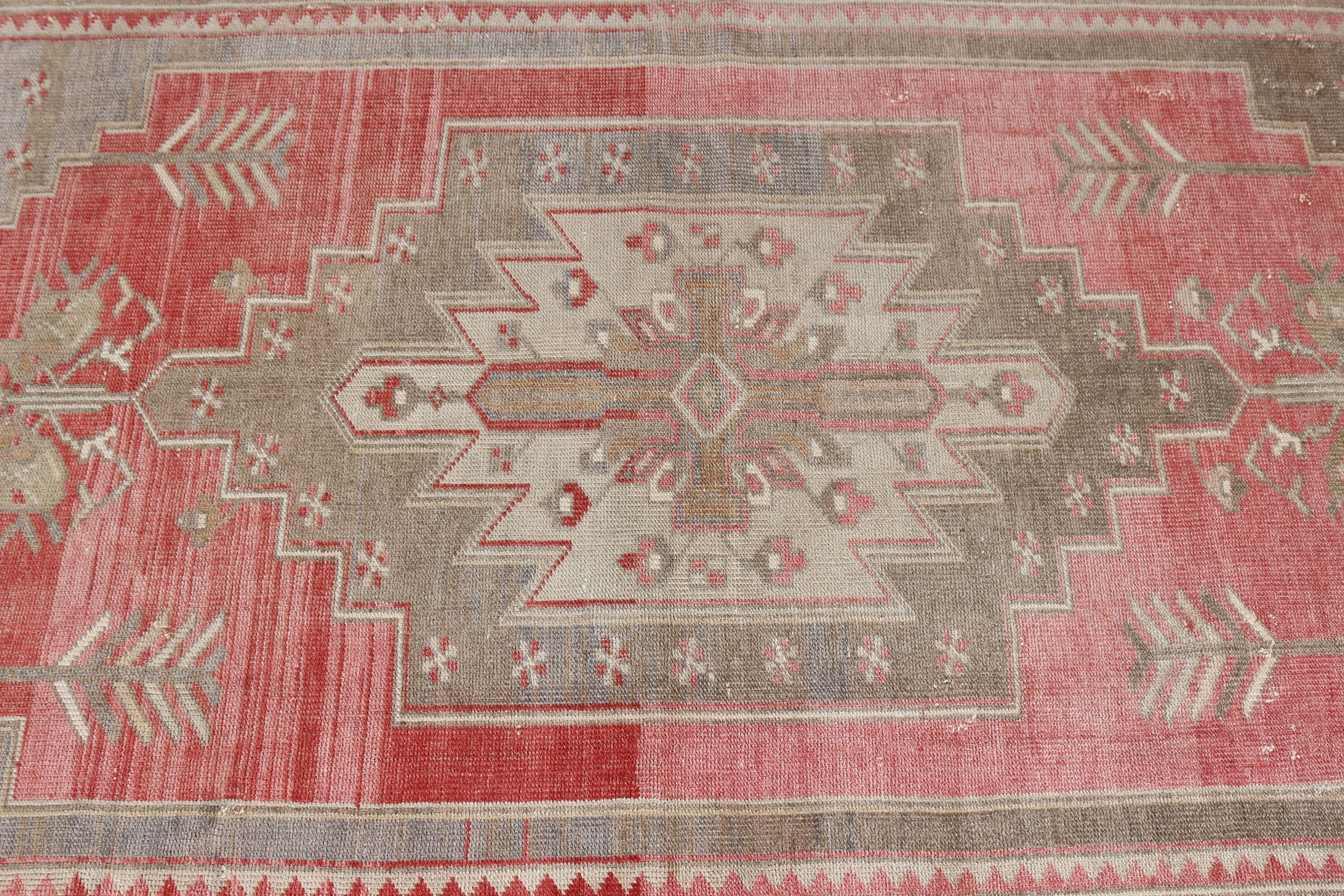 Vintage Rug, Red Home Decor Rug, Aztec Rugs, Kitchen Rug, Rugs for Nursery, Turkish Rug, 4x7.8 ft Area Rug, Indoor Rug