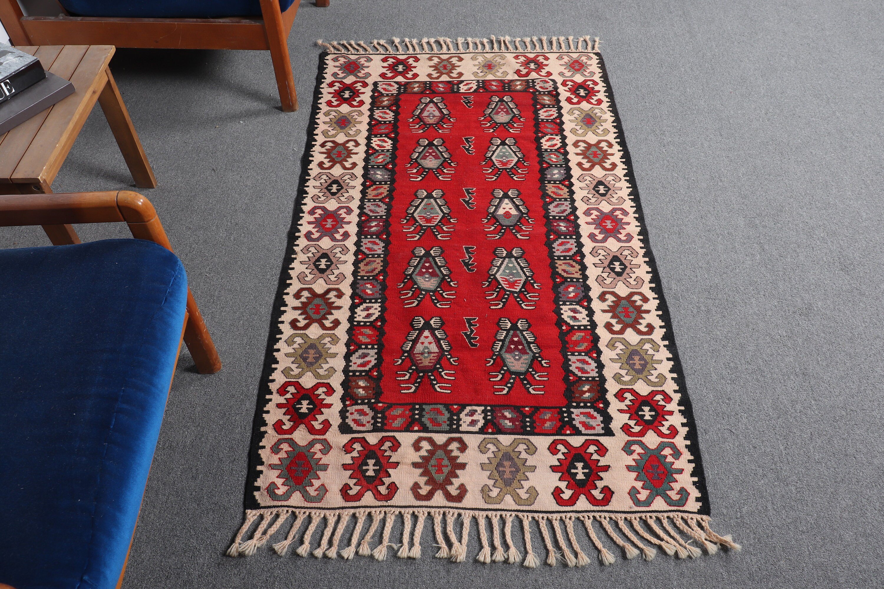 Bedroom Rug, Art Rug, Kilim, Red Anatolian Rugs, Antique Rugs, Vintage Rug, Turkish Rug, 2.9x5.2 ft Accent Rugs, Kitchen Rug