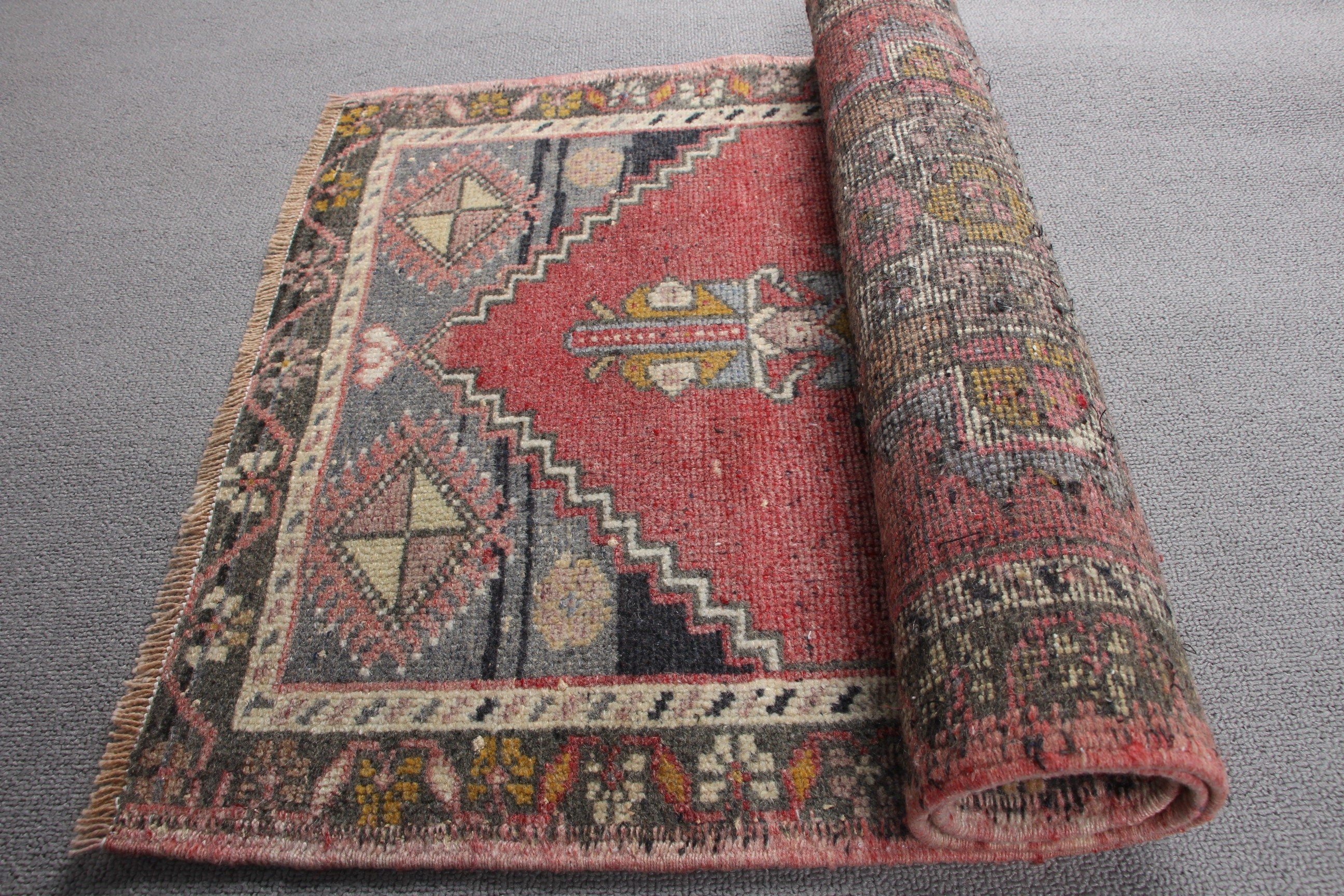 Oushak Rugs, Bathroom Rug, Red Wool Rugs, Vintage Rug, Antique Rugs, 1.9x3.4 ft Small Rugs, Kitchen Rugs, Turkish Rugs, Rugs for Bedroom