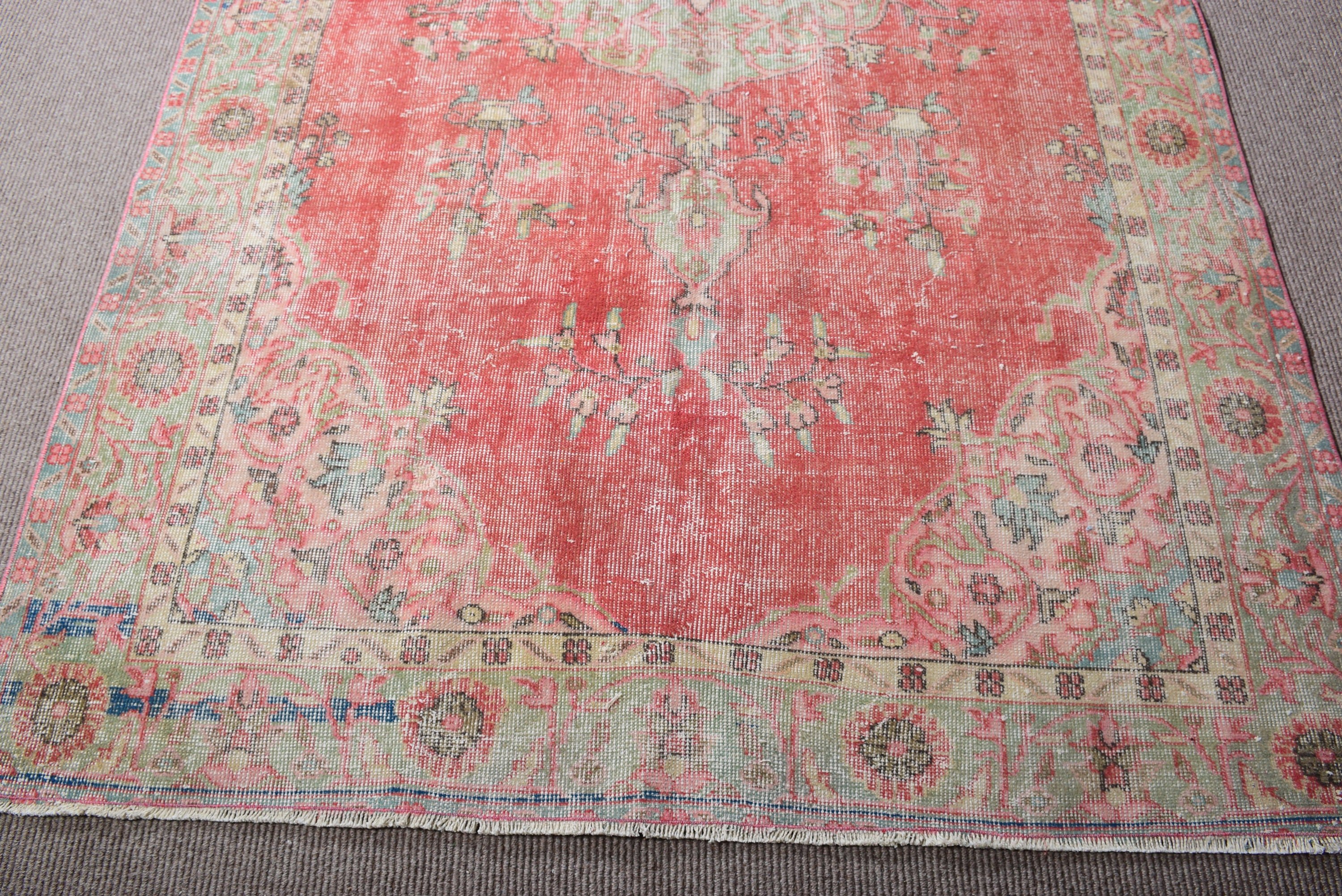 Rugs for Bedroom, Wool Rugs, Vintage Rugs, Bedroom Rugs, Turkish Rugs, Salon Rug, Red  5.6x9.2 ft Large Rugs, Cool Rugs