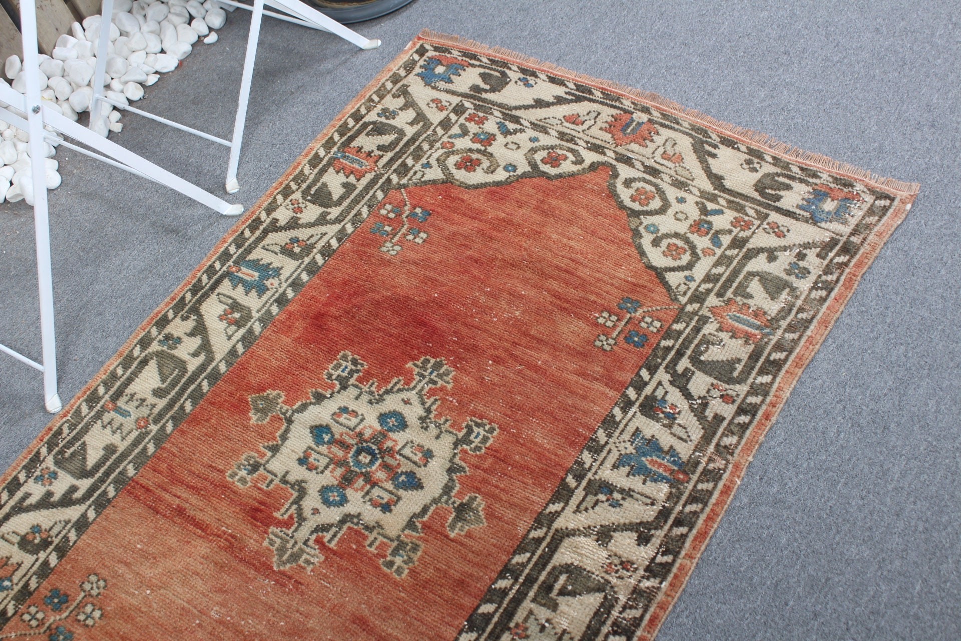 Vintage Rug, Rugs for Entry, Bedroom Rug, Turkish Rug, Pastel Rug, Entry Rugs, Red Oushak Rug, Cool Rug, 3x5.1 ft Accent Rugs, Kitchen Rug