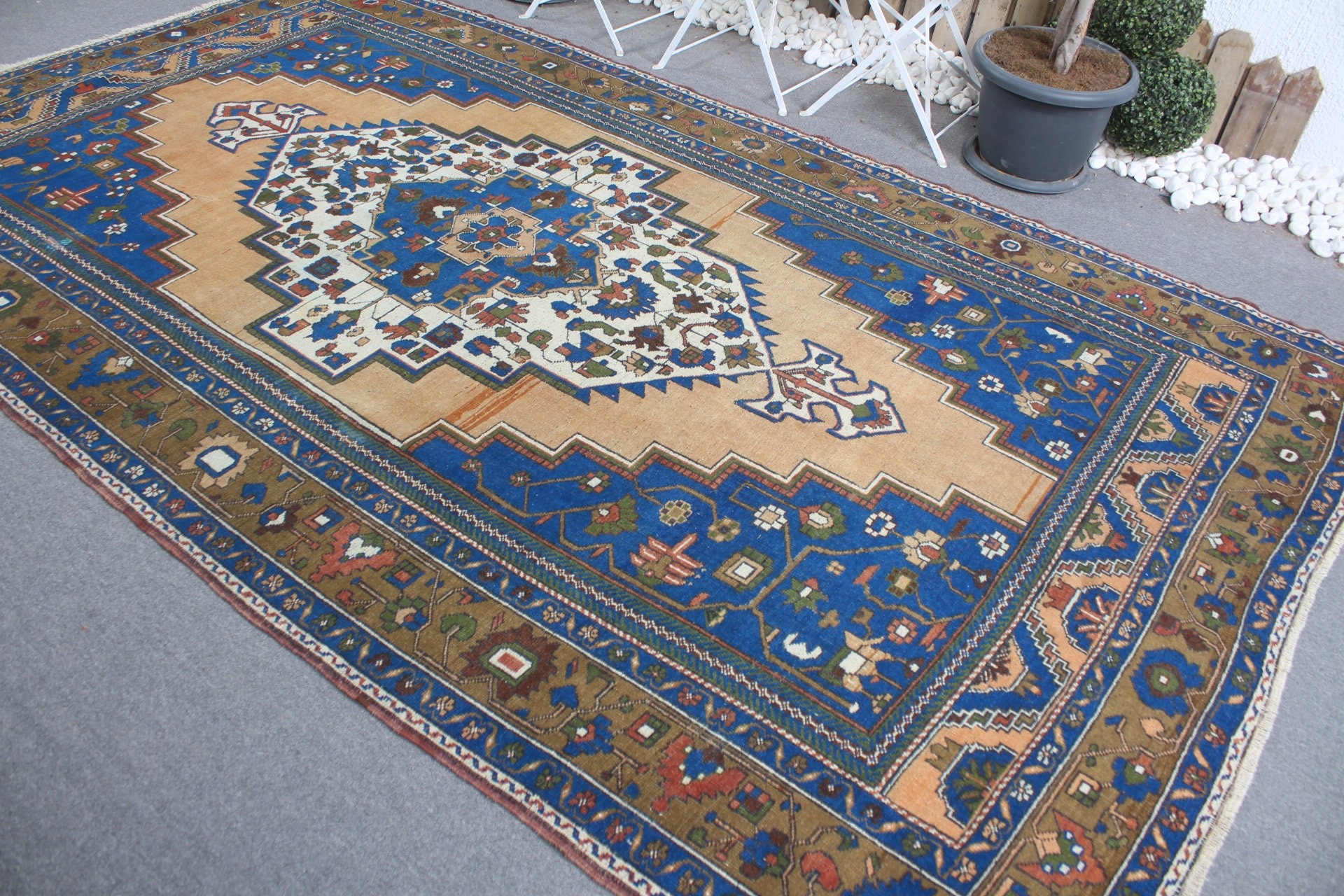 Mutfak Halıları, Türk Halısı, 6.4x10.9 ft Büyük Halı, Vintage Halı, Salon Halısı, Antika Halı, Estetik Halılar, Yemek Odası Halısı, Turuncu Yatak Odası Halıları