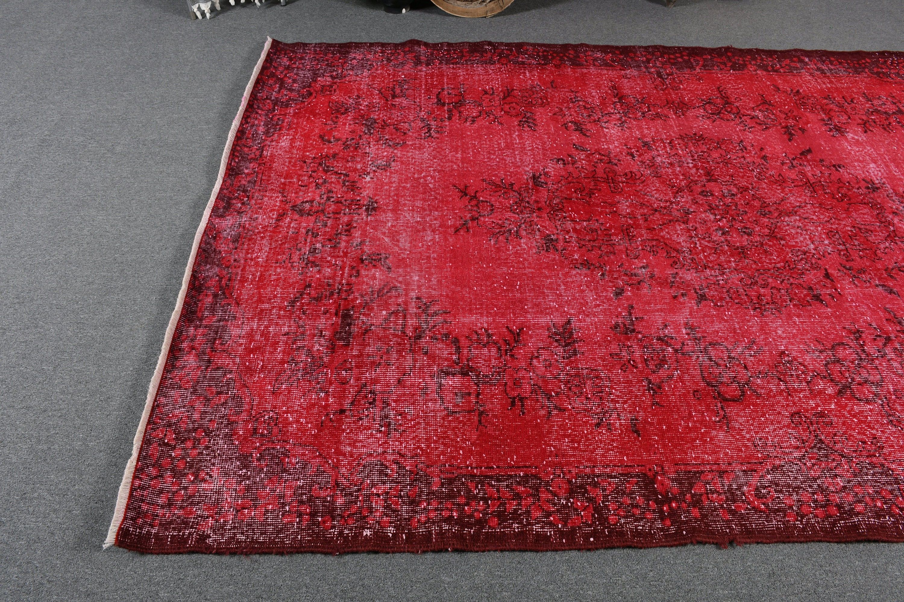 Rugs for Salon, Dining Room Rug, 6.2x9.1 ft Large Rug, Wool Rugs, Cool Rug, Large Area Rug Rugs, Vintage Rug, Red Bedroom Rug, Turkish Rugs