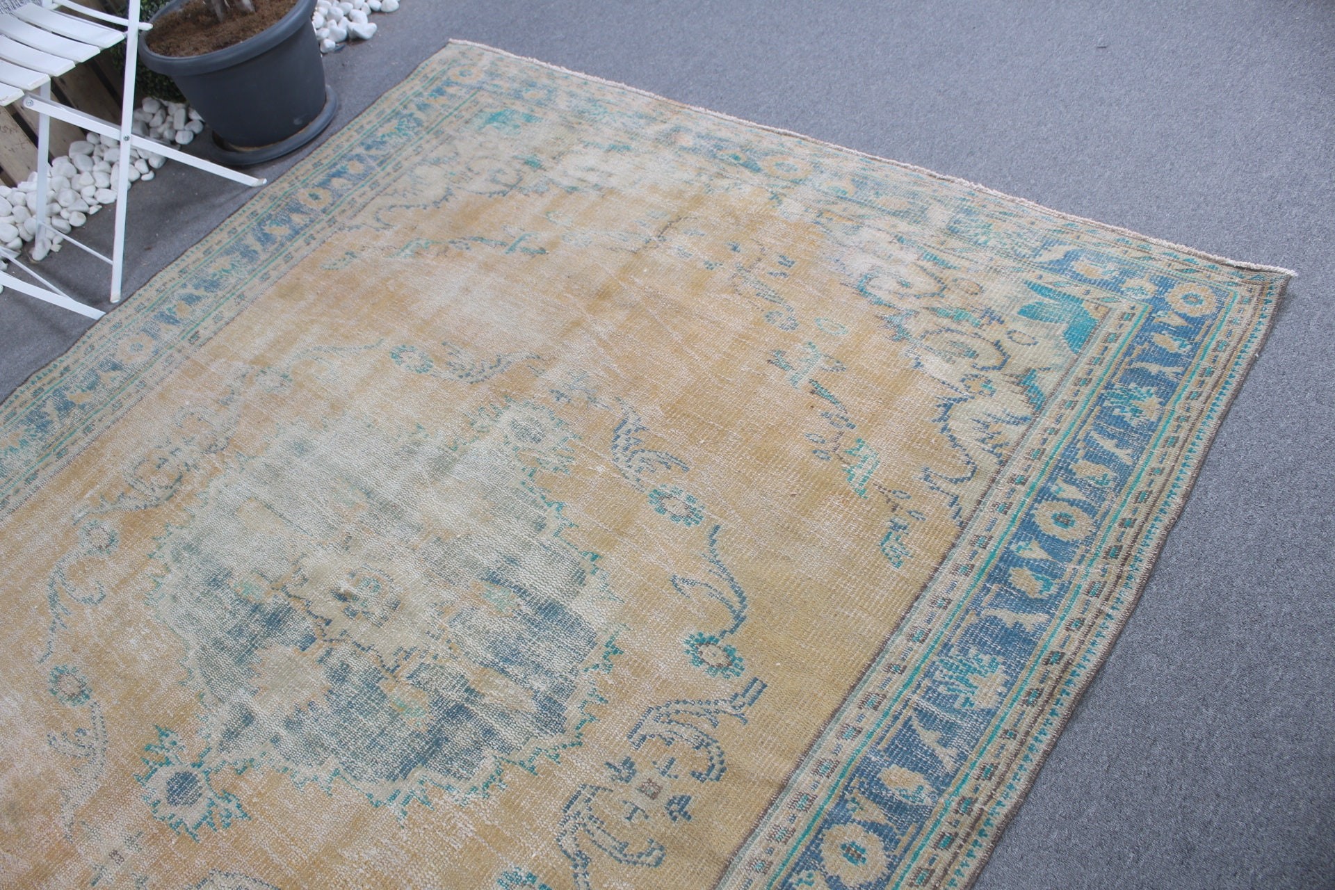 Yellow Cool Rugs, Kitchen Rugs, Dining Room Rugs, Dorm Rug, 6.4x8.1 ft Large Rug, Vintage Rugs, Bedroom Rug, Turkish Rug, Living Room Rug