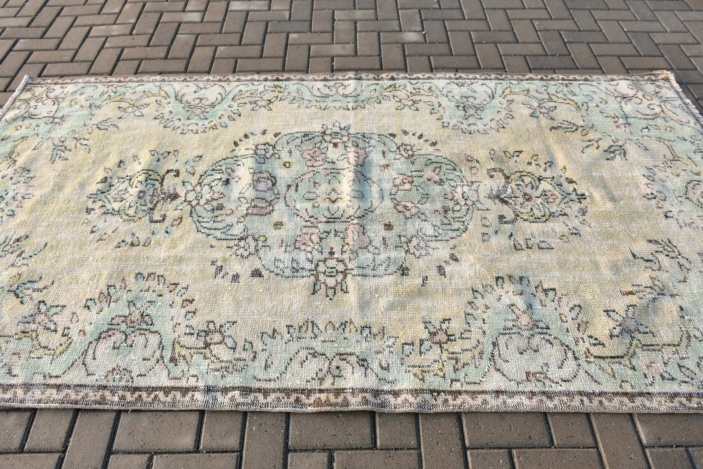 Dining Room Rug, 4.6x8.7 ft Large Rugs, Old Rugs, Turkish Rug, Oushak Rugs, Anatolian Rug, Bedroom Rugs, Vintage Rug, Beige Home Decor Rugs