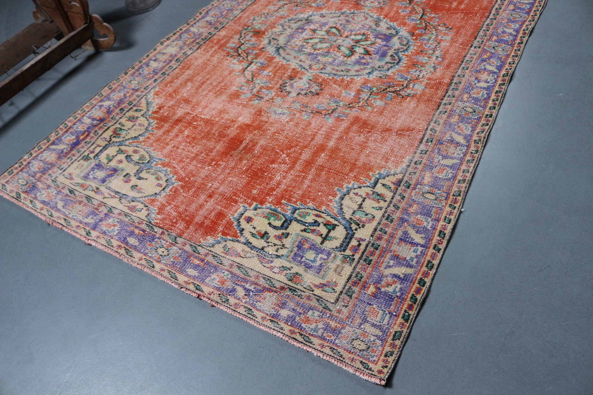 Moroccan Rug, Cool Rugs, Orange Bedroom Rug, Turkish Rugs, Bright Rugs, Vintage Rug, 5.5x9.3 ft Large Rugs, Salon Rug, Dining Room Rugs