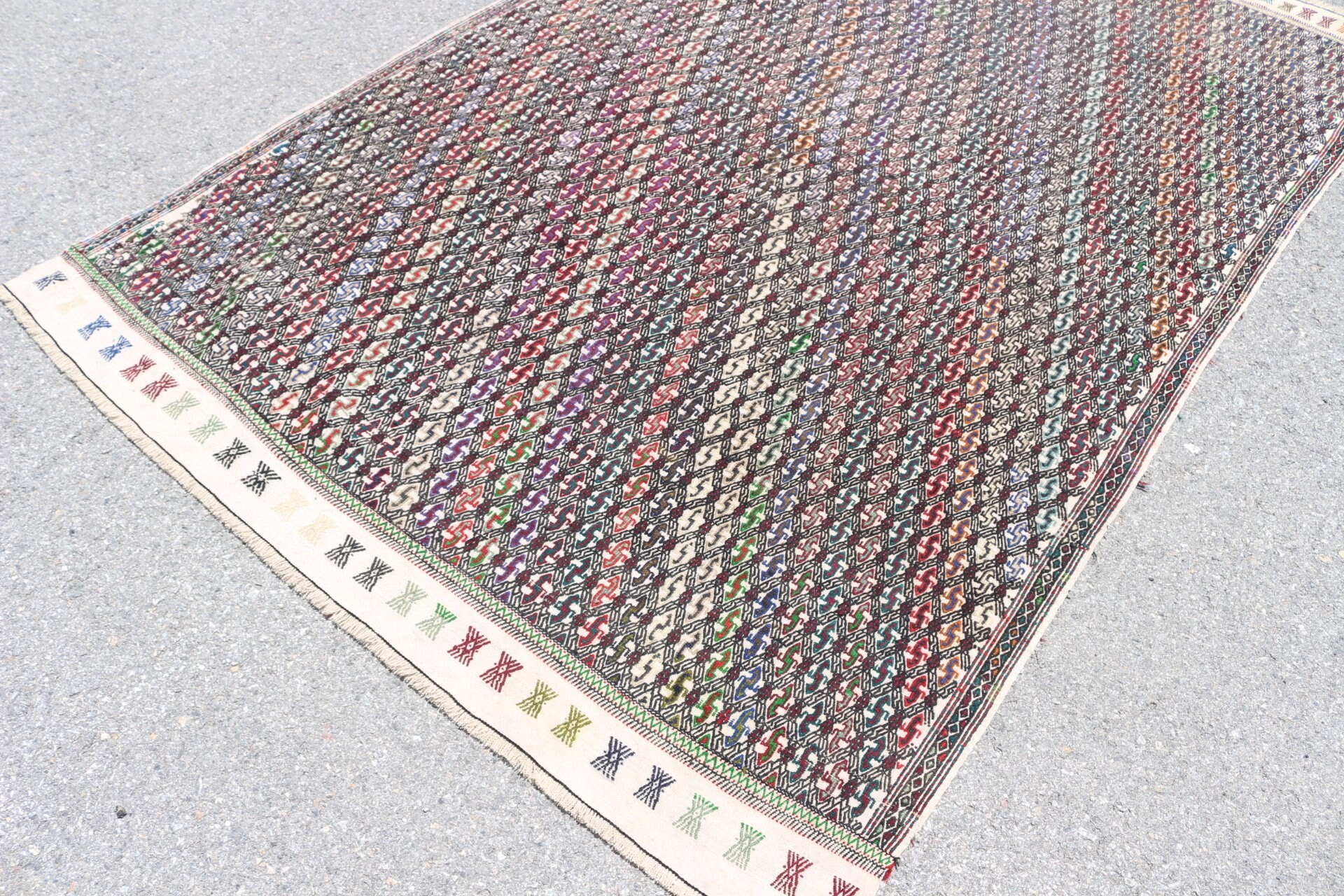 Kilim, Fas Halıları, 5.4x7.7 ft Büyük Halılar, Oryantal Halılar, Vintage Halılar, Türk Halısı, Yemek Odası Halıları, Yatak Odası Halısı, Siyah Oushak Halıları