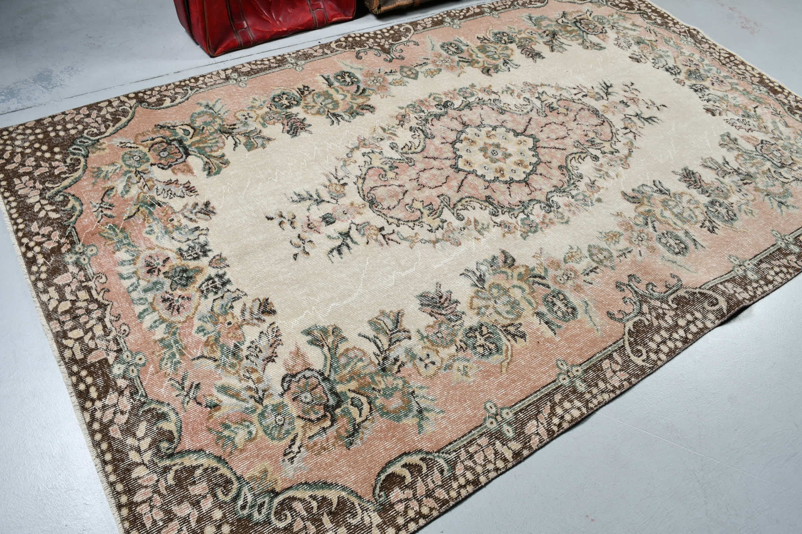 Vintage Rug, Floor Rugs, Salon Rug, 5.3x9 ft Large Rugs, Antique Rug, Rugs for Living Room, Beige Oriental Rug, Turkish Rug, Bedroom Rug