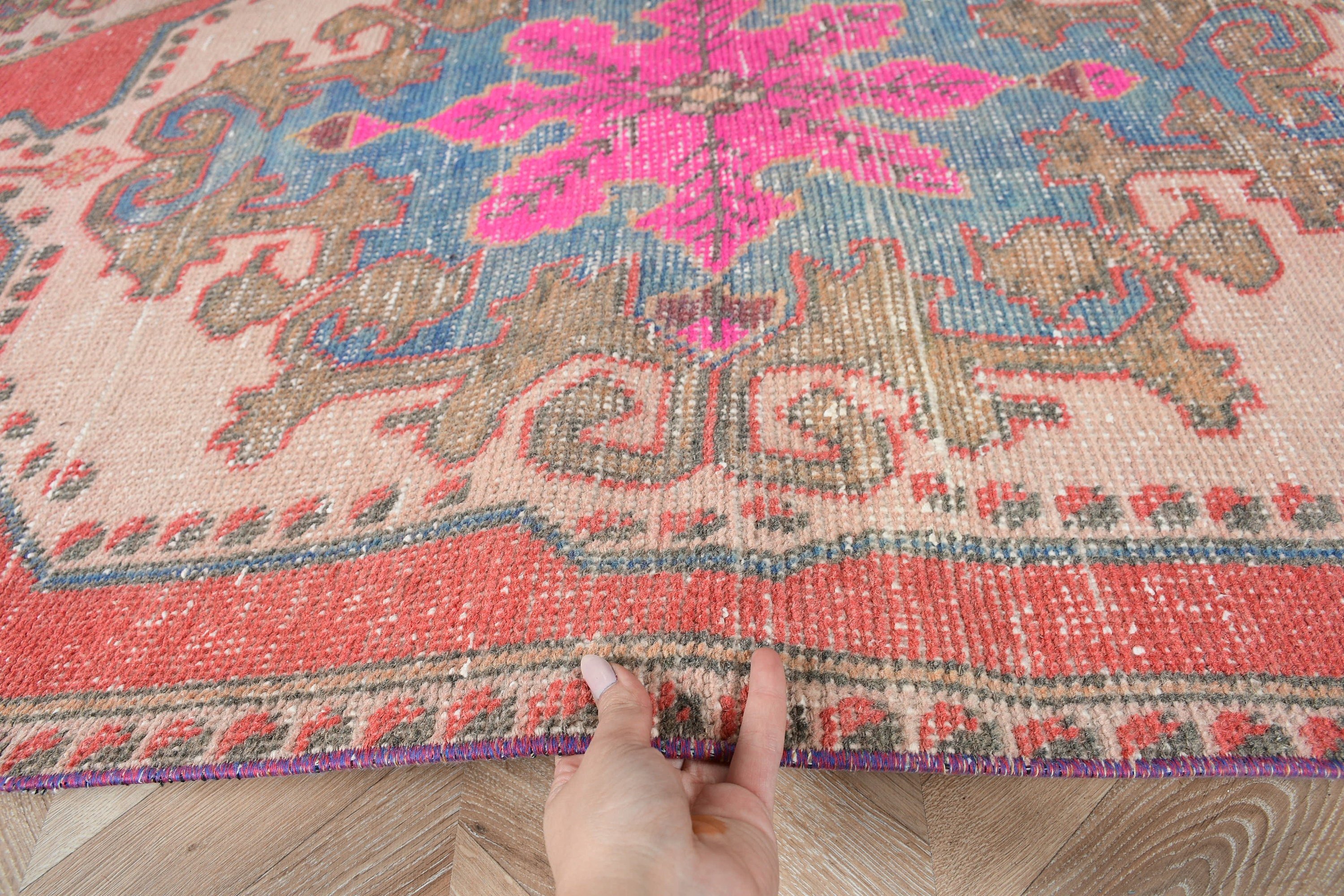 Nursery Rug, Moroccan Rug, Wool Rug, Vintage Rug, Rugs for Living Room, Brown Bedroom Rug, Turkish Rug, Floor Rug, 3.4x7.6 ft Area Rug