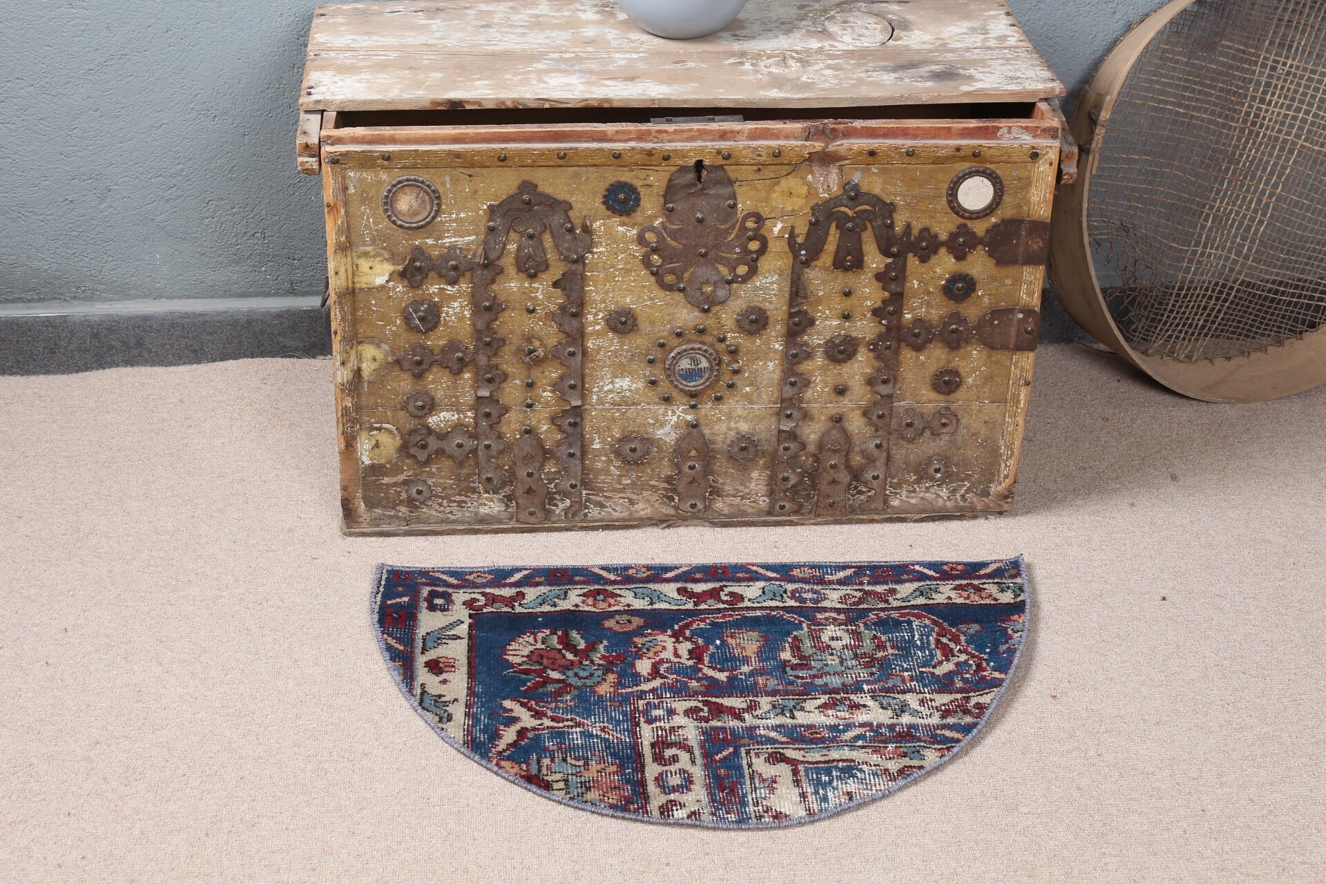 Oriental Rug, Bath Rug, Antique Rug, Bathroom Rug, Art Rugs, Turkish Rugs, Blue Kitchen Rugs, Old Rugs, Vintage Rug, 2.5x1.5 ft Small Rugs