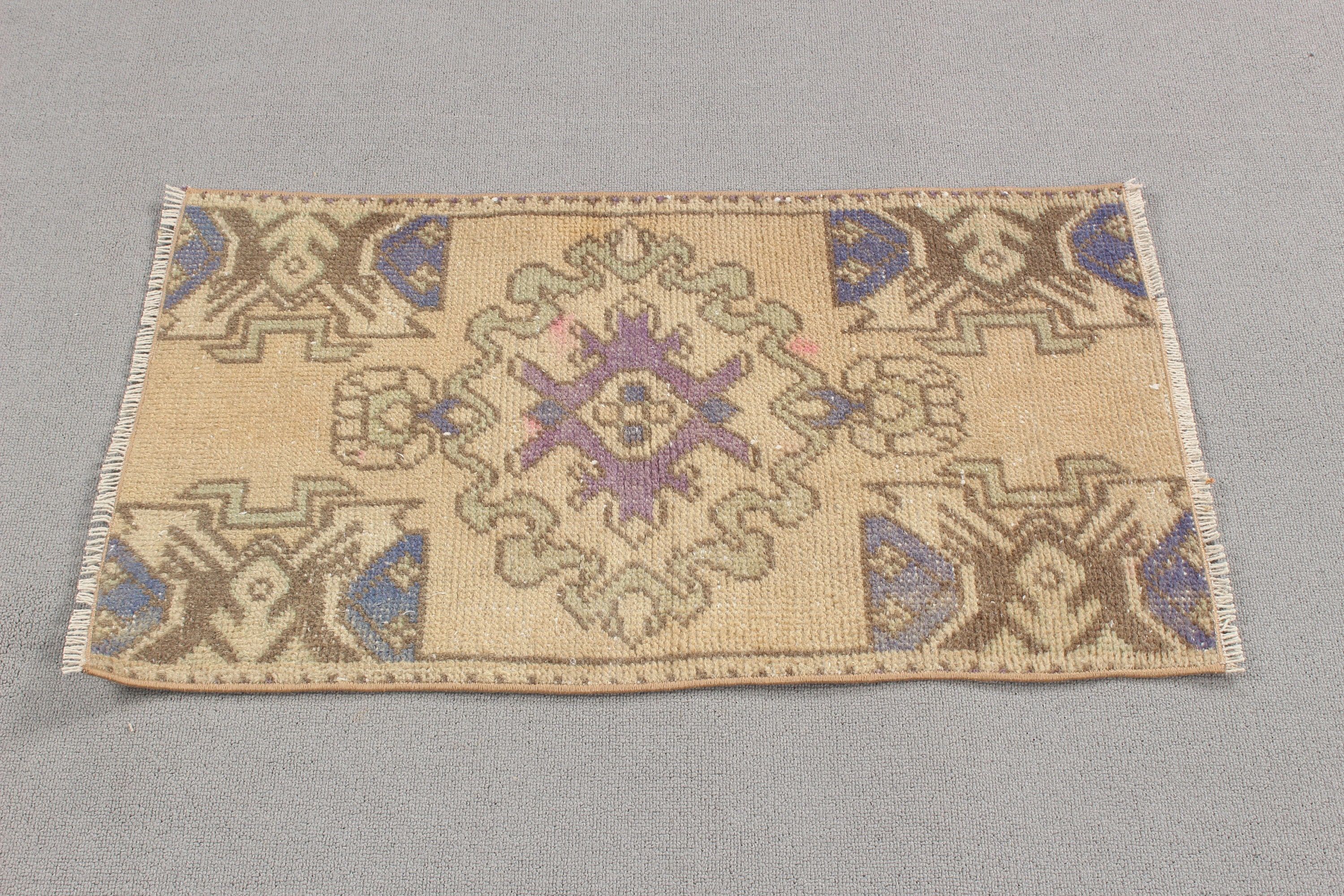 Boho Halı, Vintage Halılar, Bej Geometrik Halılar, Türk Halısı, Çocuk Halısı, Yün Halı, Antika Halı, 1.5x2.6 ft Küçük Halılar, Paspas Halısı