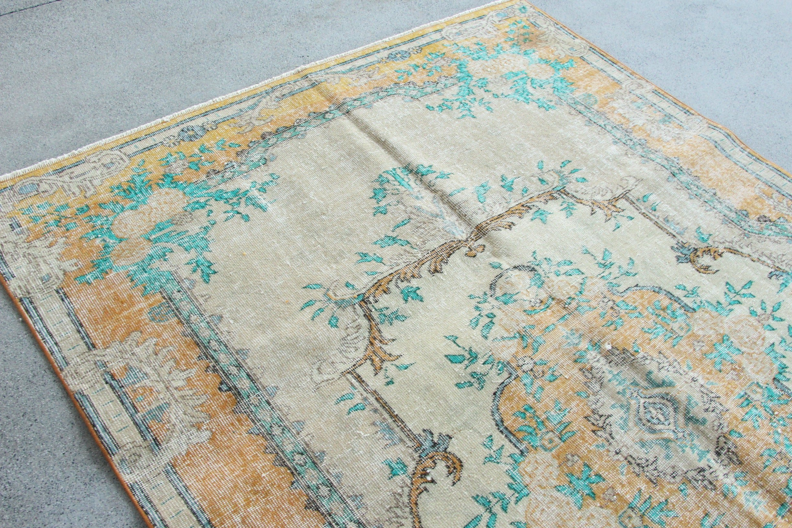 Bedroom Rug, 5.9x8.7 ft Large Rugs, Turkish Rug, Oriental Rugs, Geometric Rugs, Living Room Rugs, Beige Handwoven Rug, Vintage Rug