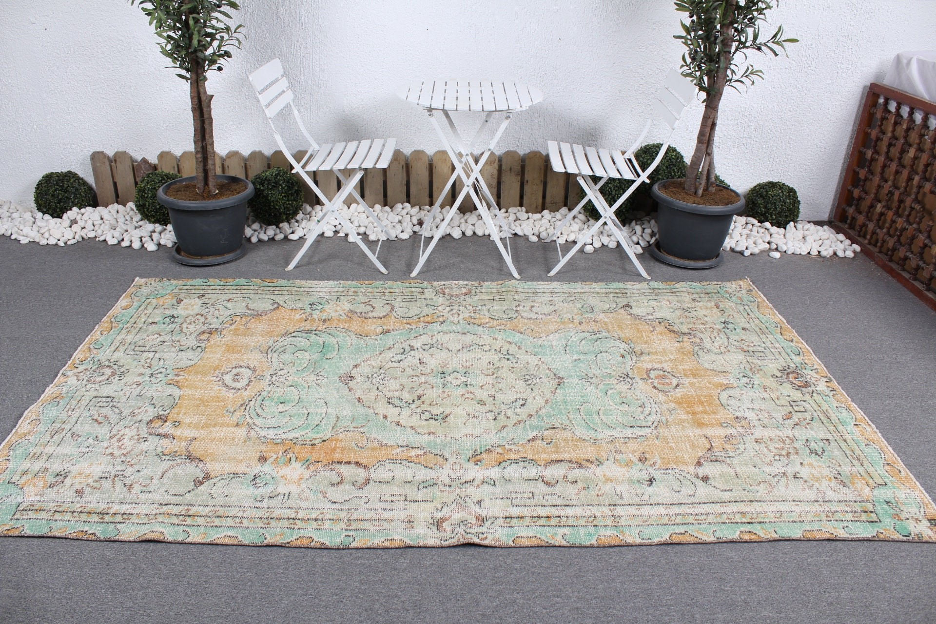 Living Room Rugs, Green Bedroom Rug, Turkish Rug, Oushak Rugs, 4.9x8.5 ft Large Rugs, Floor Rug, Dining Room Rug, Boho Rugs, Vintage Rug