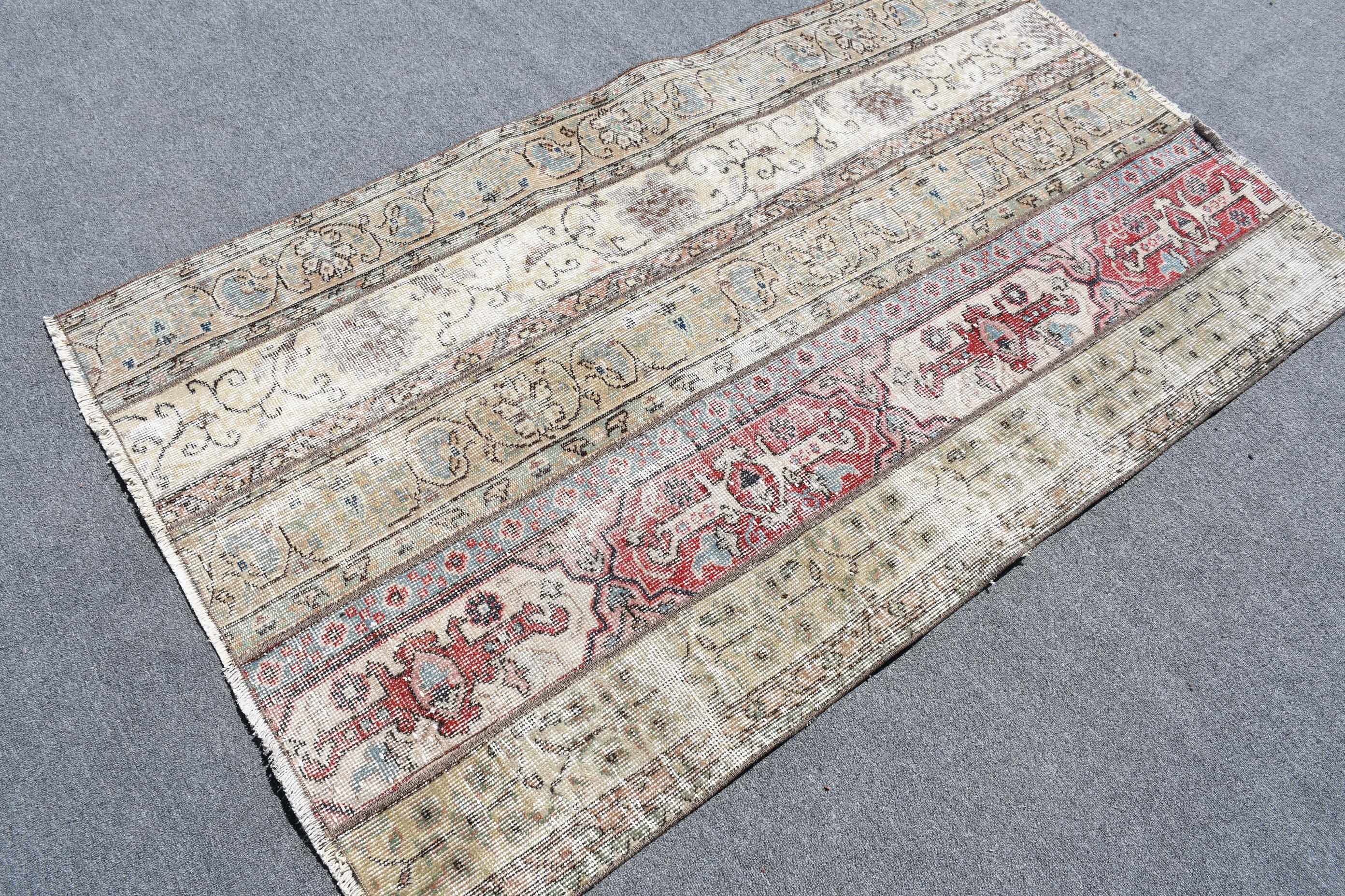 Bedroom Rug, Kitchen Rugs, Rugs for Entry, Moroccan Rug, Turkish Rug, Vintage Rug, Turkey Rug, Beige Wool Rugs, 3.7x6.3 ft Accent Rugs