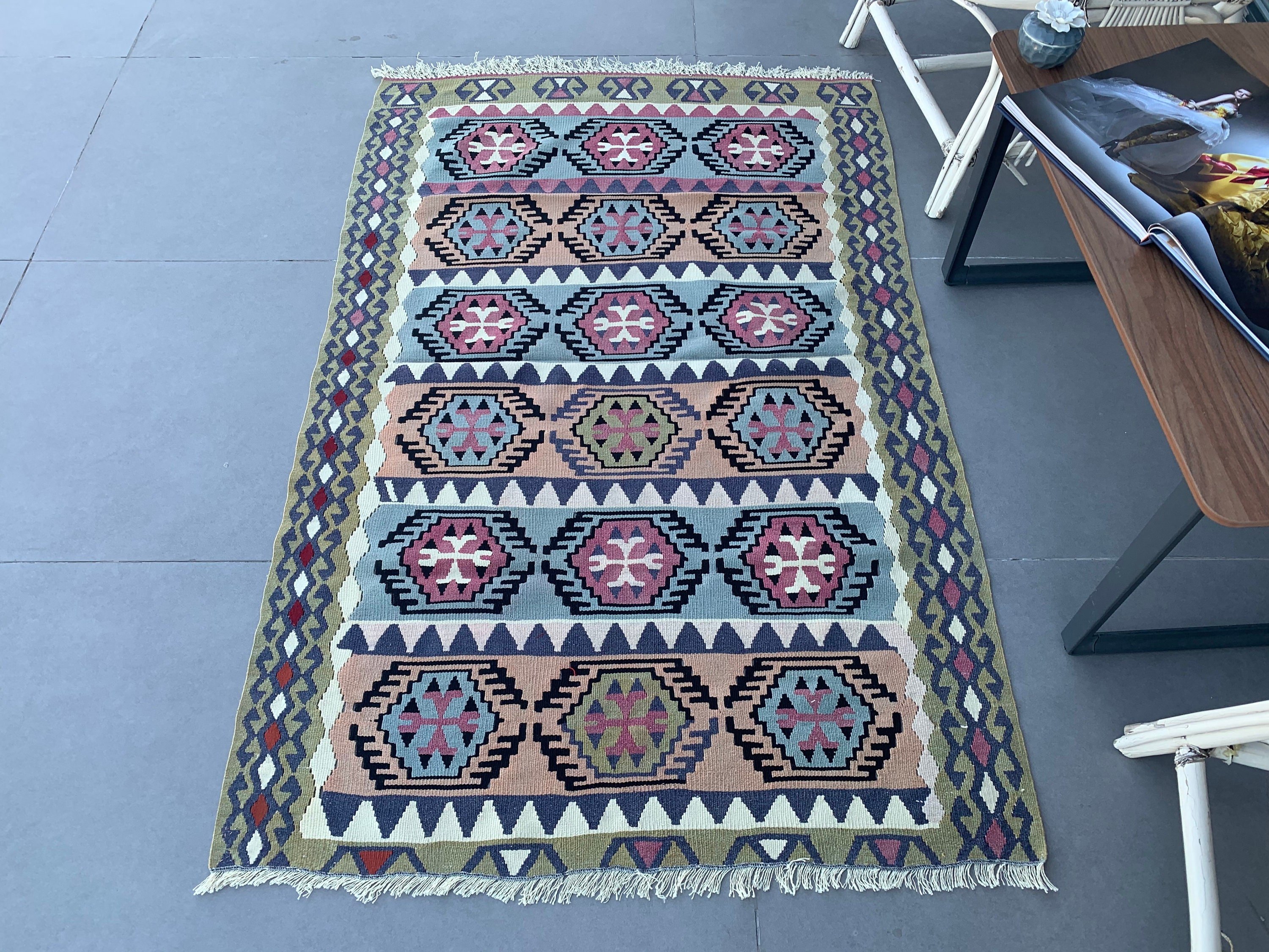 Vintage Rug, Antique Rug, Kilim, 3.2x5 ft Accent Rug, Office Rug, Bedroom Rug, Purple Moroccan Rugs, Anatolian Rug, Turkish Rugs, Entry Rug