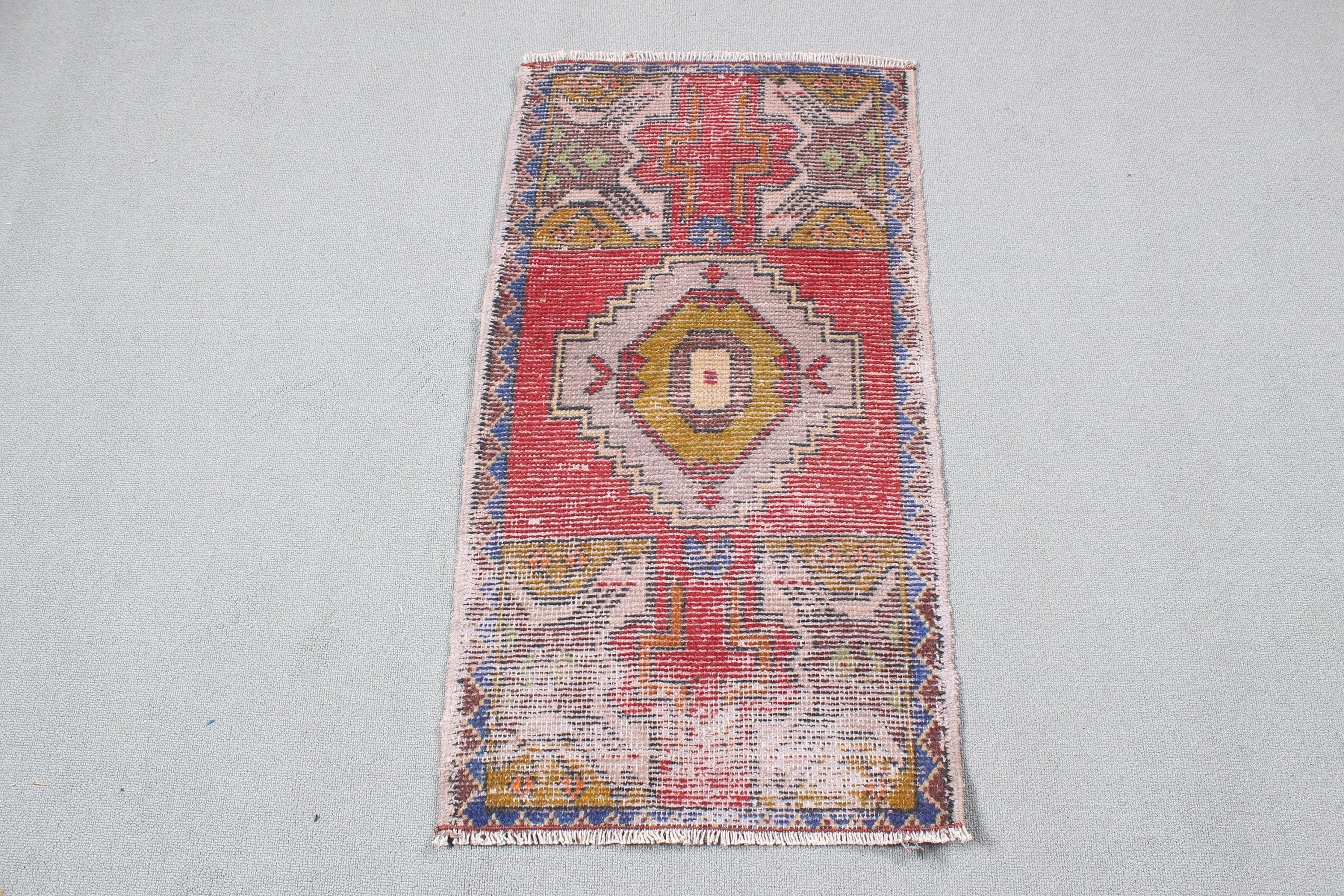 1.6x3 ft Small Rugs, Floor Rugs, Red Neutral Rug, Turkish Rugs, Small Boho Rugs, Exotic Rugs, Vintage Rug, Small Area Rugs