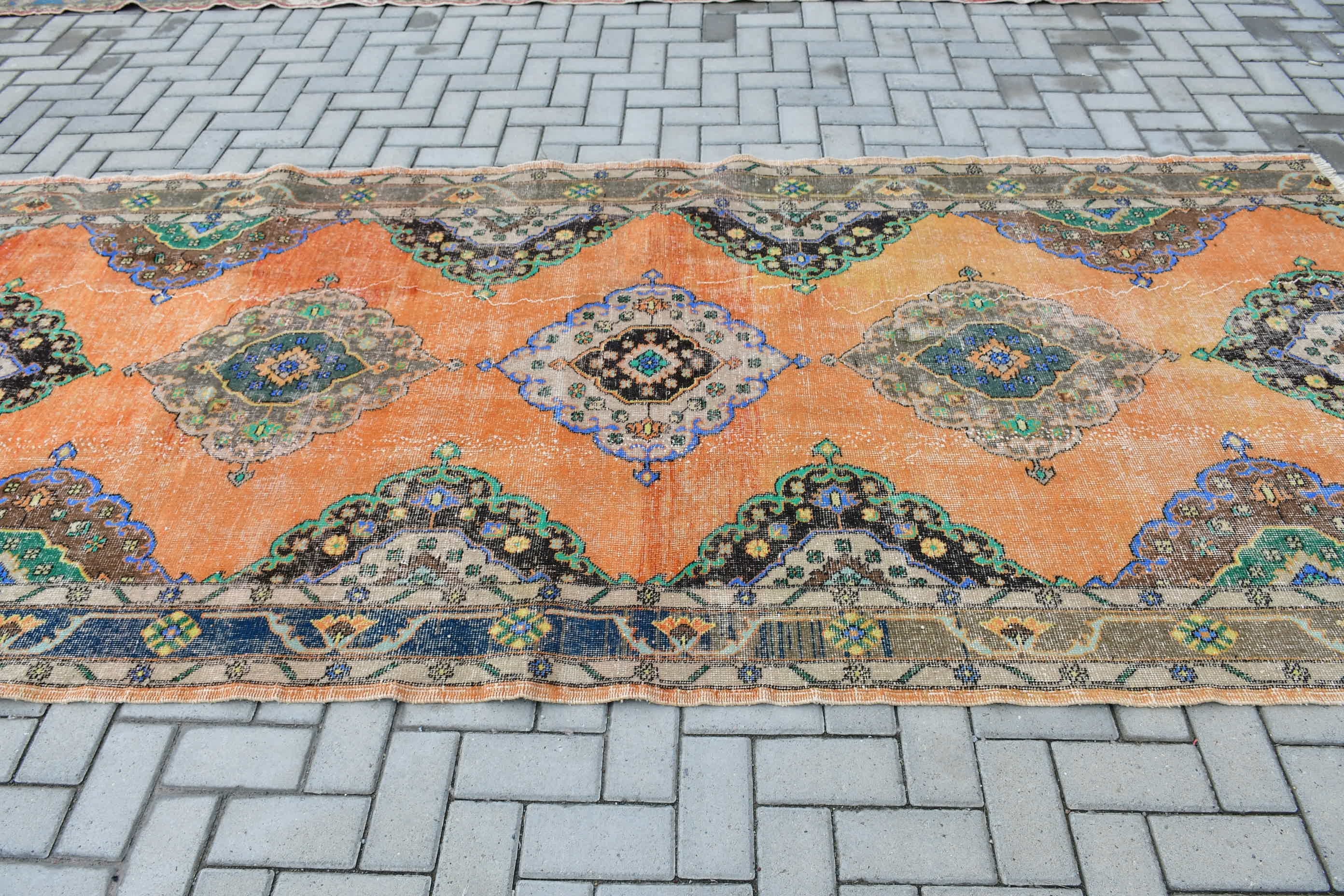 Vintage Rugs, 4.8x11 ft Large Rugs, Orange Oushak Rug, Turkish Rugs, Antique Rug, Salon Rug, Bedroom Rug, Turkey Rug