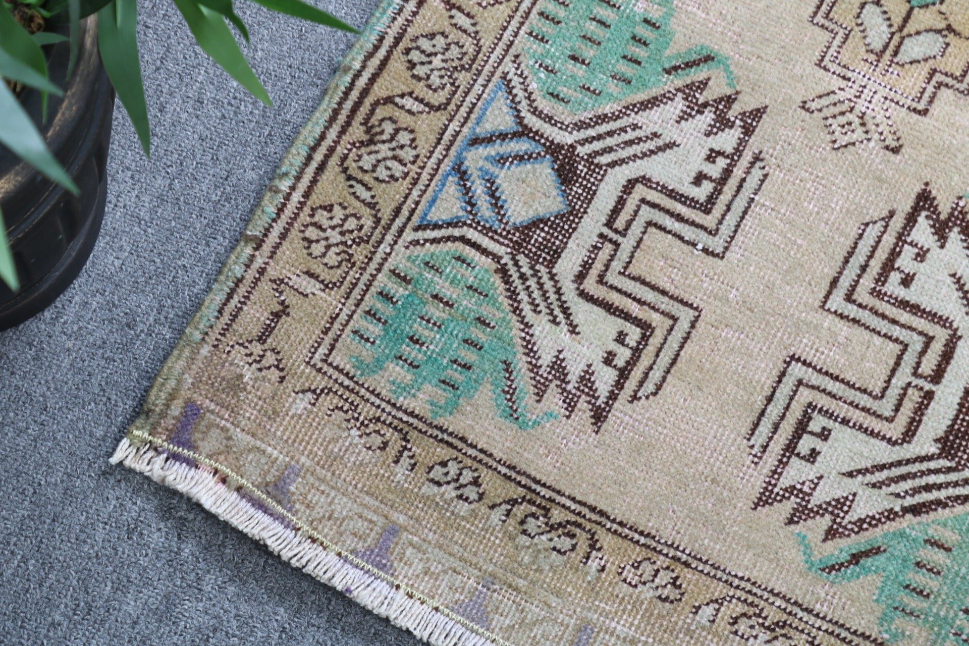 Door Mat Rug, Turkish Rugs, Boho Rug, Small Area Rug, Oriental Rug, Rugs for Bath, 1.6x3.2 ft Small Rugs, Vintage Rug, Beige Kitchen Rugs